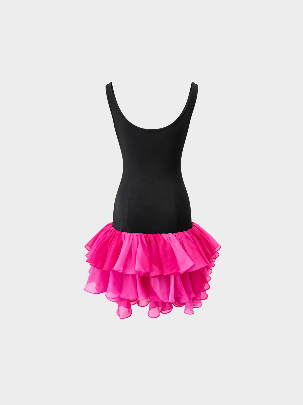 Yves Saint Laurent Rive Gauche SS 1991 Pink Black Silk Ruffle Dress