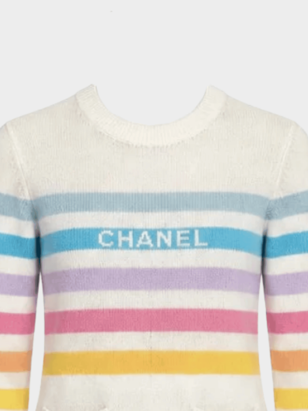 Chanel 2020s Rainbow Striped Cashmere Sweater