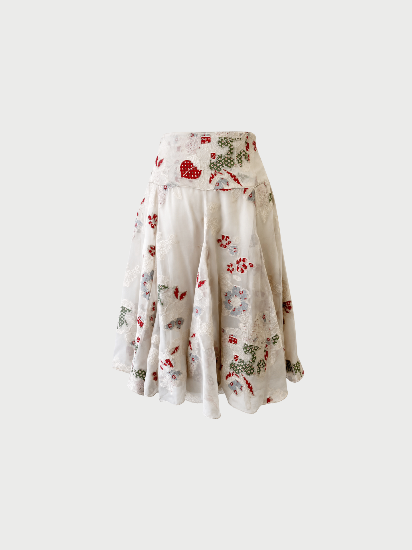 Etro 2020s Light Taupe Floral Chiffon Skirt