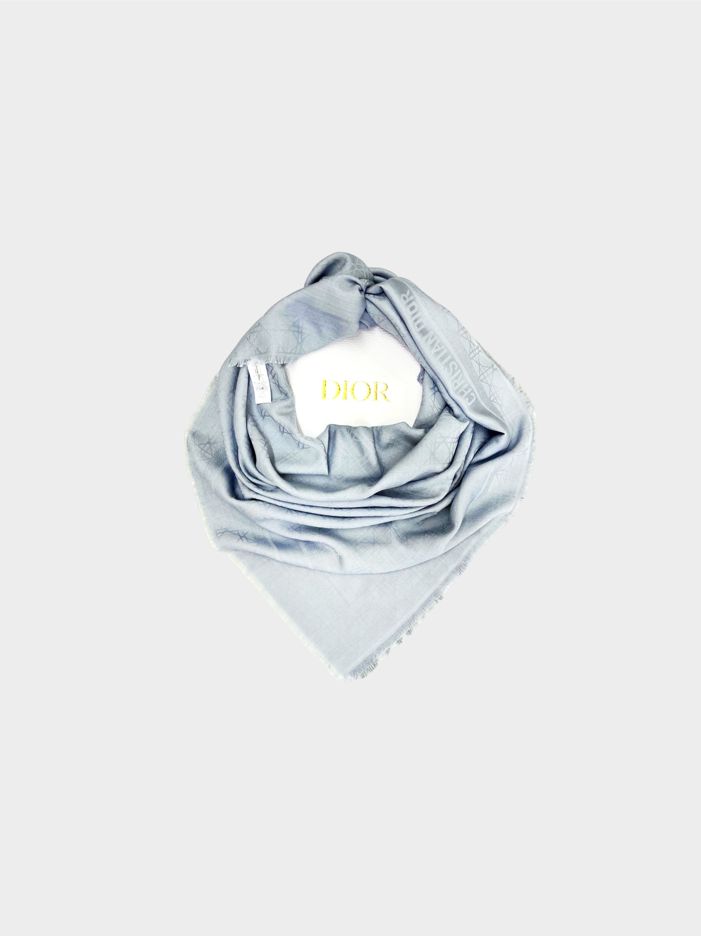 Christian Dior 2010s Powder Blue Cannage Shawl/Scarf