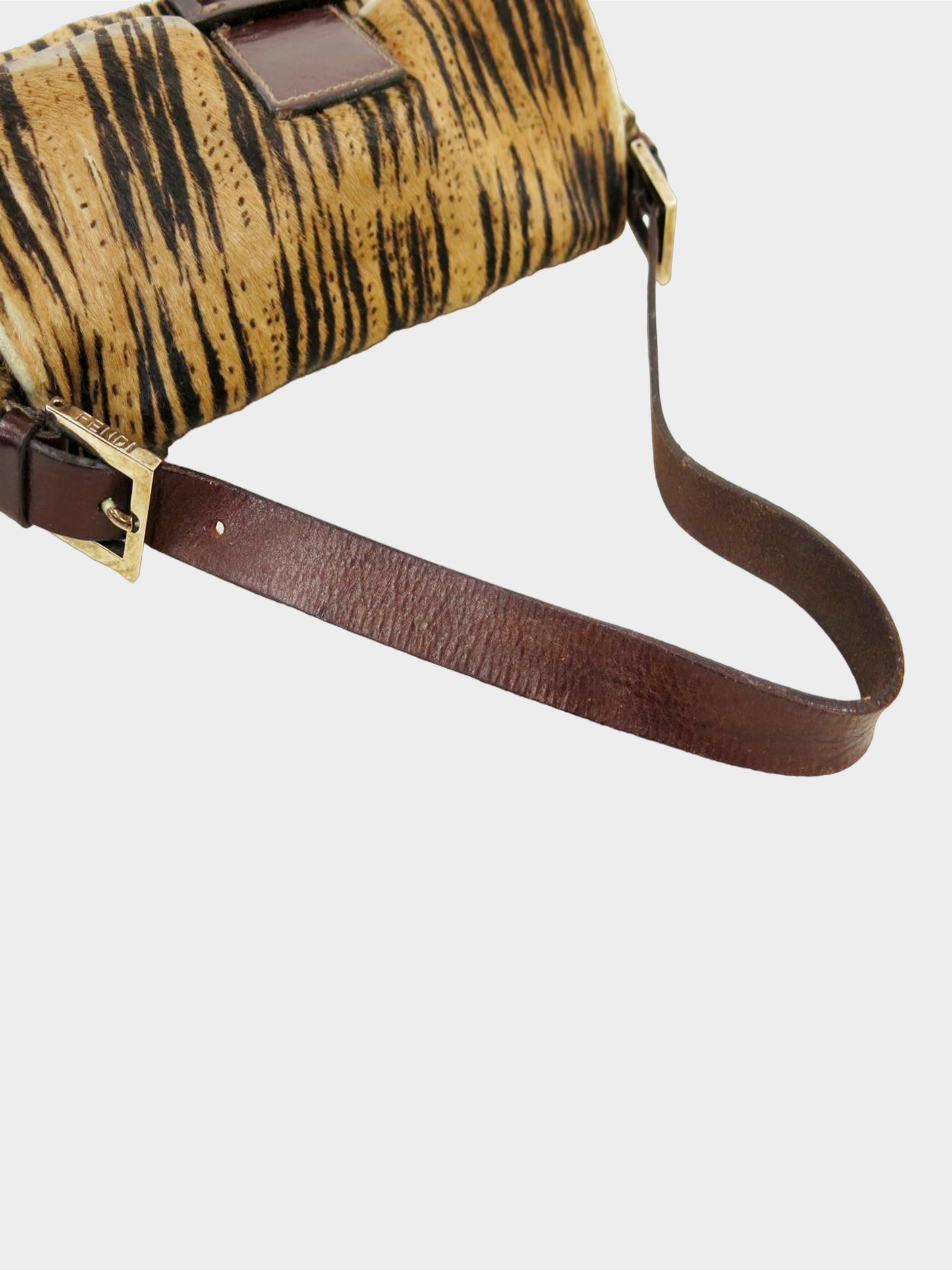 Fendi 2000s Stripe Printed Pony Hair Baguette