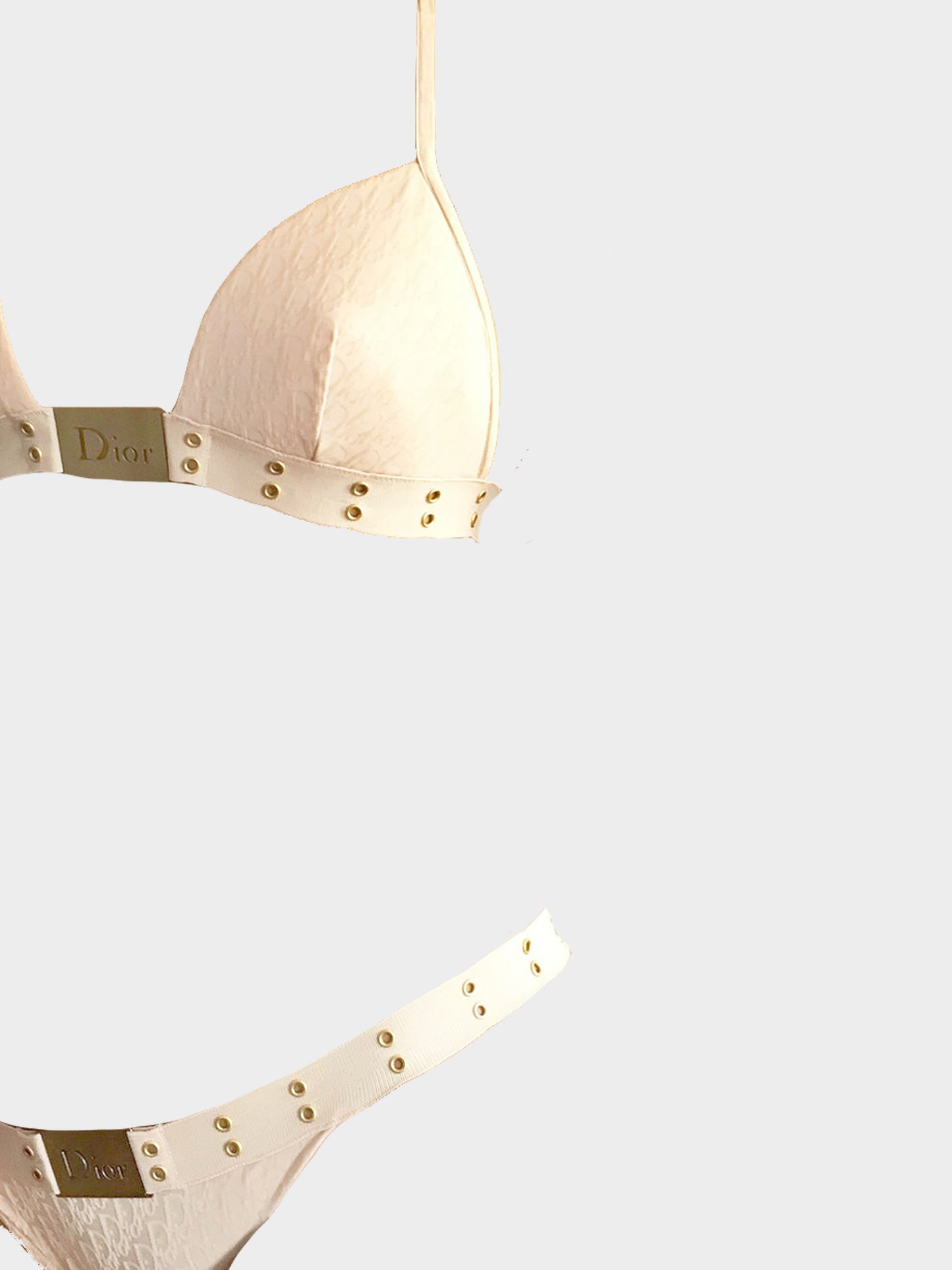 Christian Dior by John Galliano 2000s Beige Monogram Columbus Two-piece Swimsuit