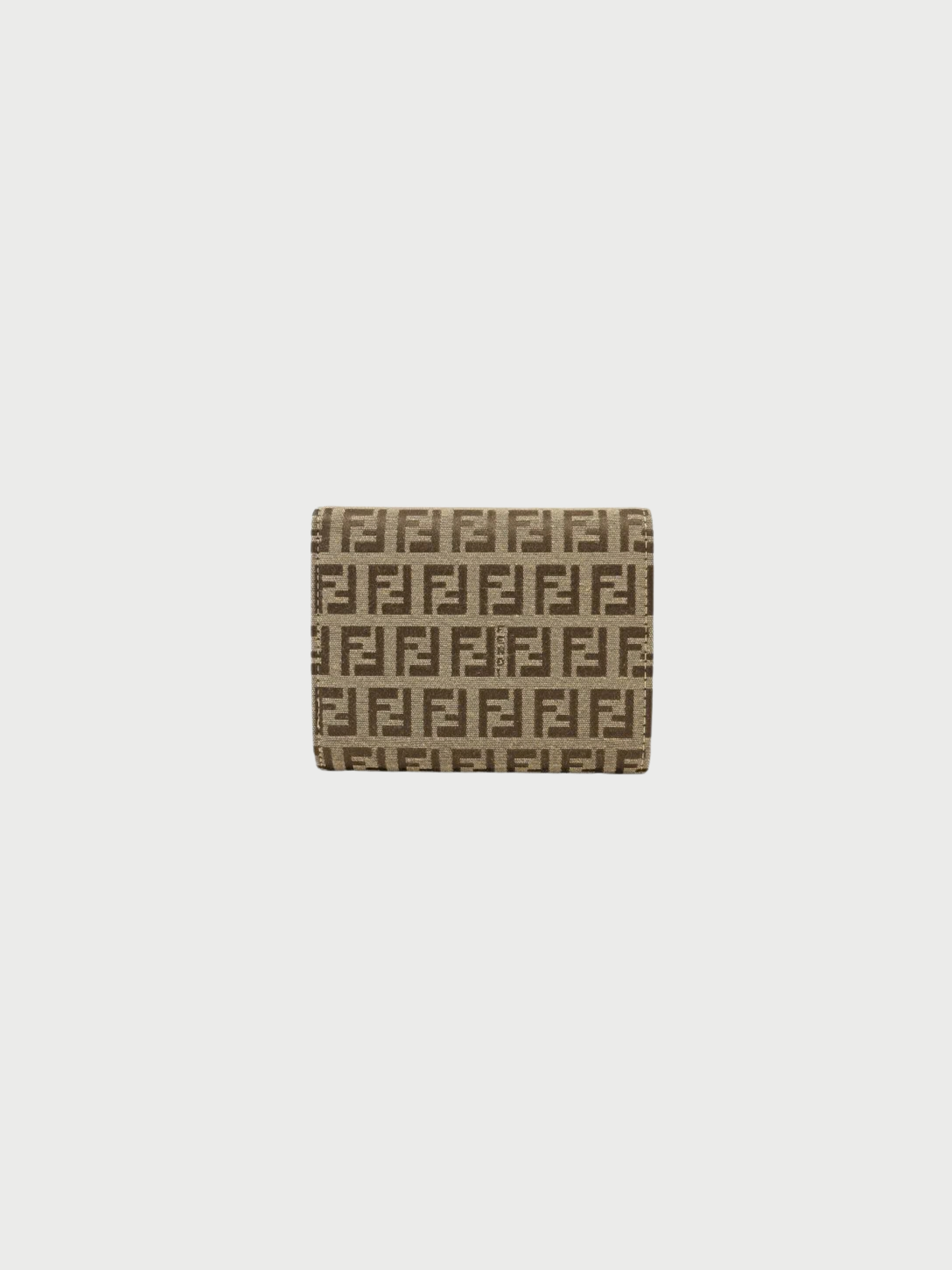 Fendi 2000s Beige Zucchino Canvas Compact Wallet