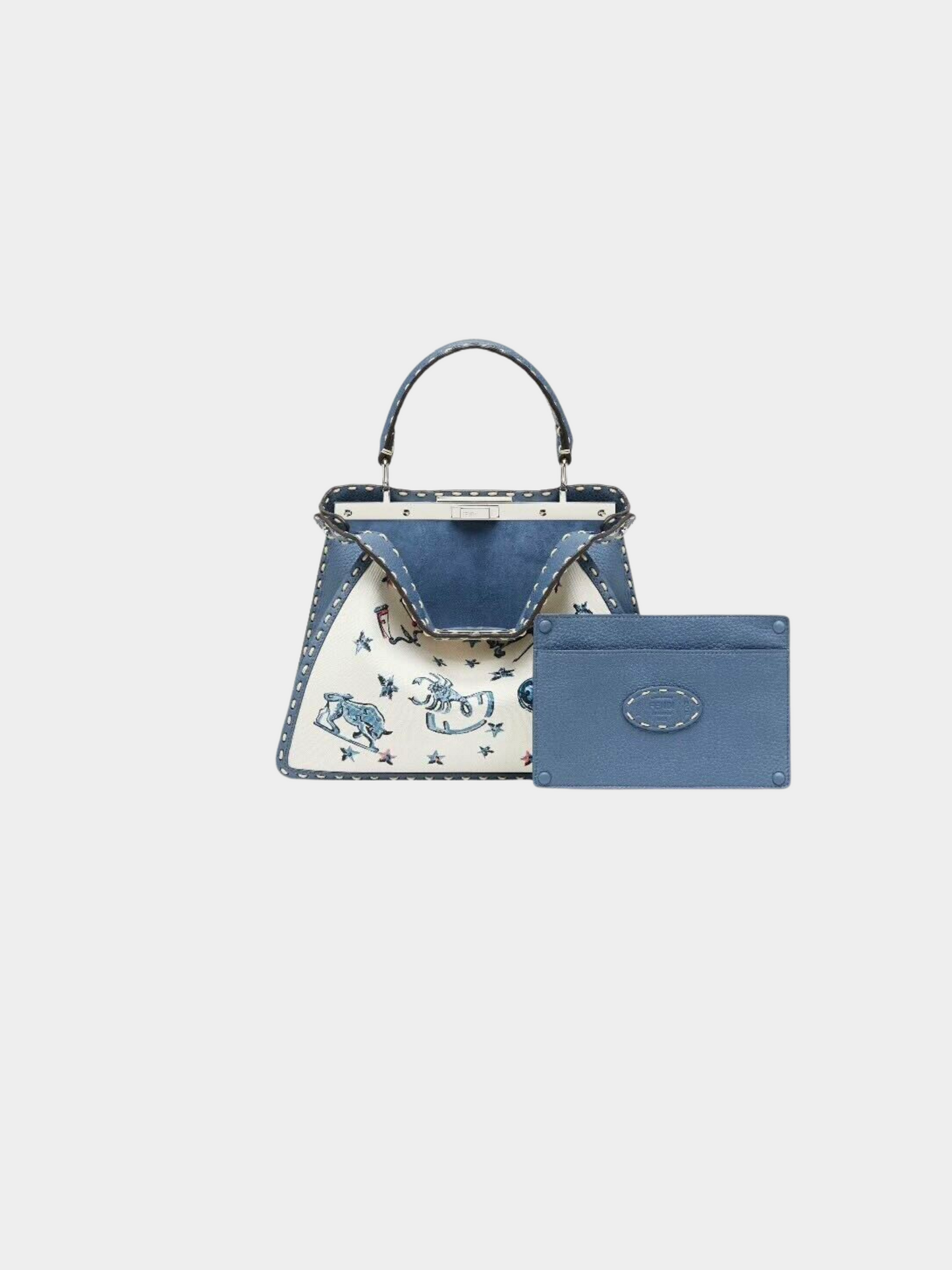 Fendi 2020s Blue and White Peekaboo ISeeU Limited Edition Aries Zodiac Bag