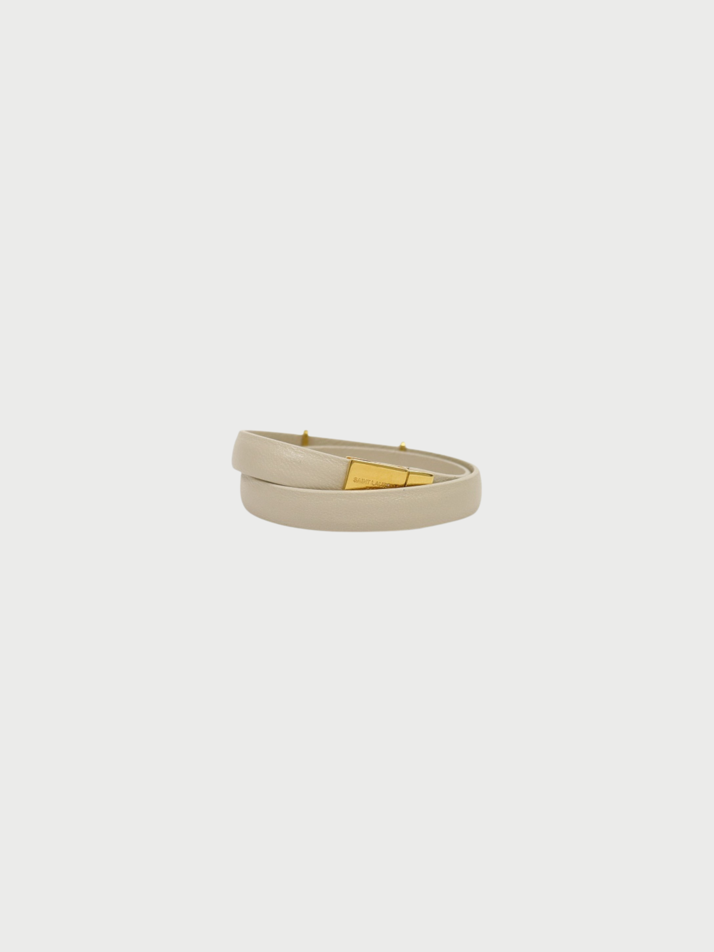 Yves Saint Laurent 2020s Ivory Gold Opyum Double Loop Leather Bracelet