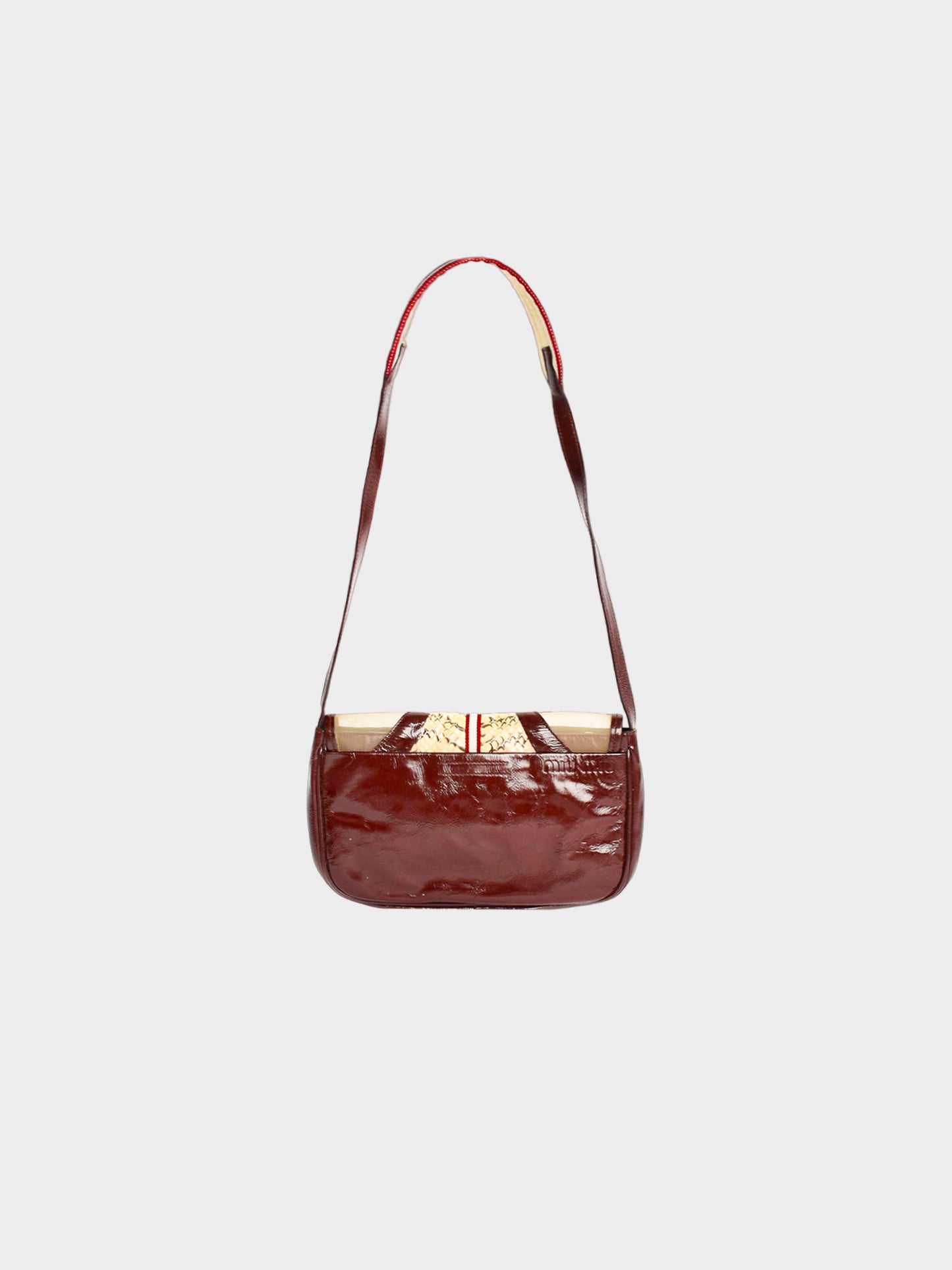 Miu Miu SS 2000 Rare Burgundy Patent Leather and Snakeskin Mesh Bag