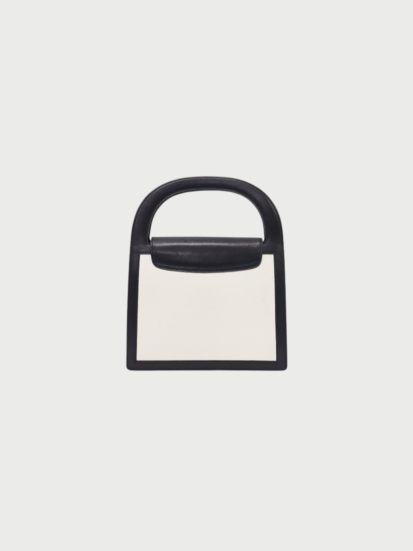 Celine 1990s White Navy Leather Bicolor Handbag