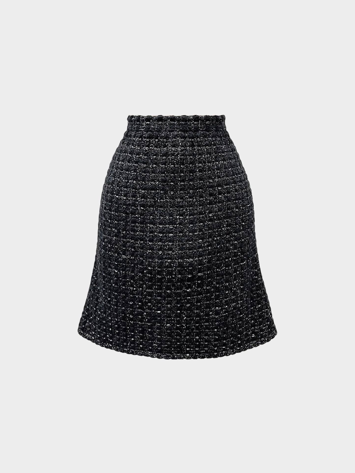 Chanel FW 2017 Black with Gold Thread Knit Skirt