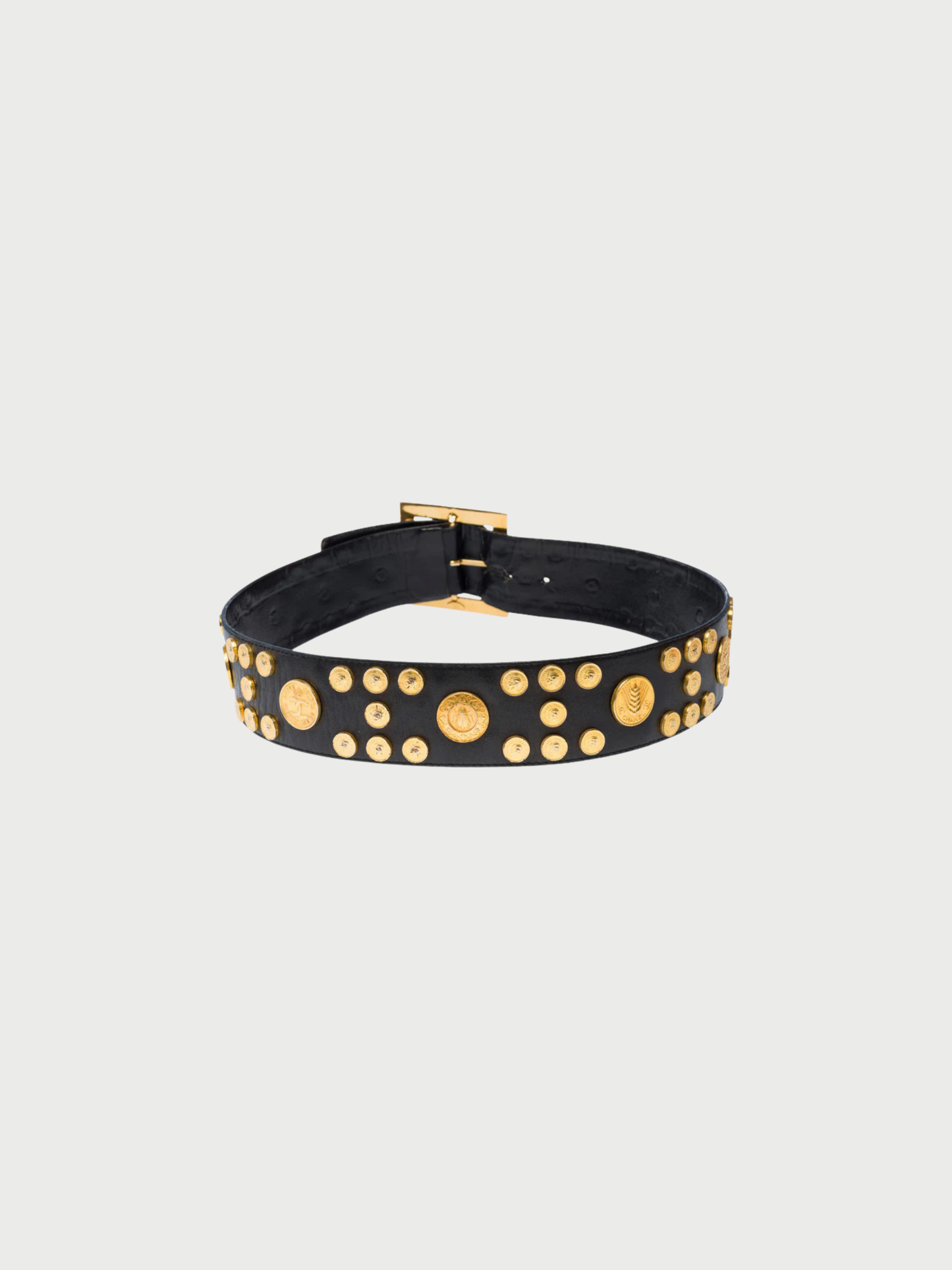 Chanel 1990s Black Leather Gold Metal Belt