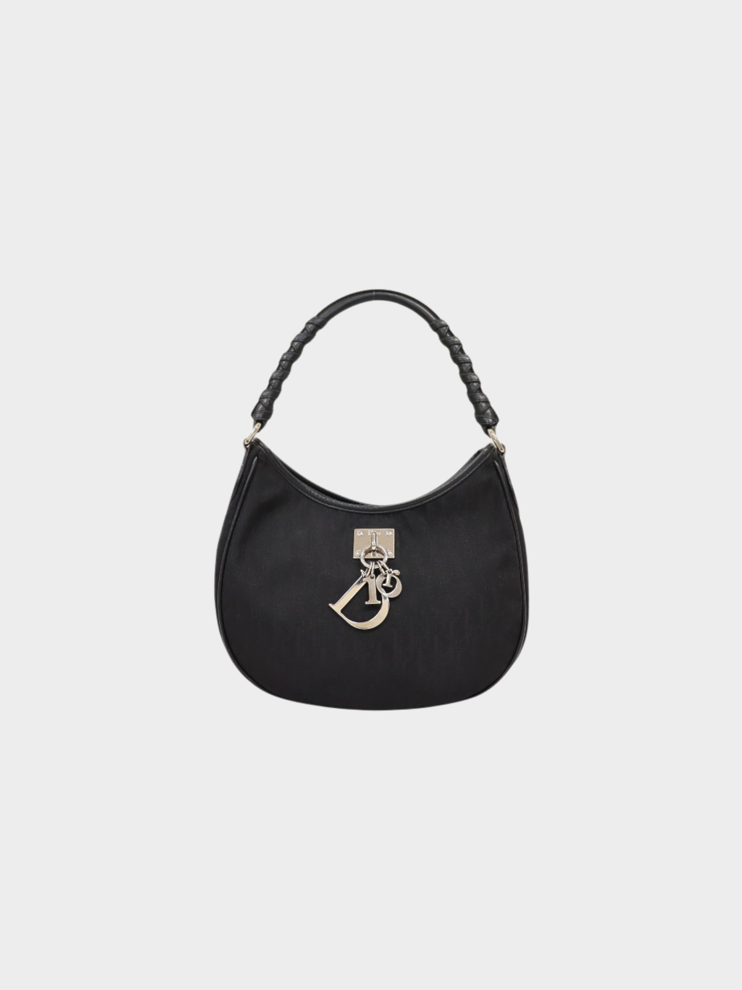 Christian Dior 2000s Black Trotter Canvas Leather Shoulder Bag