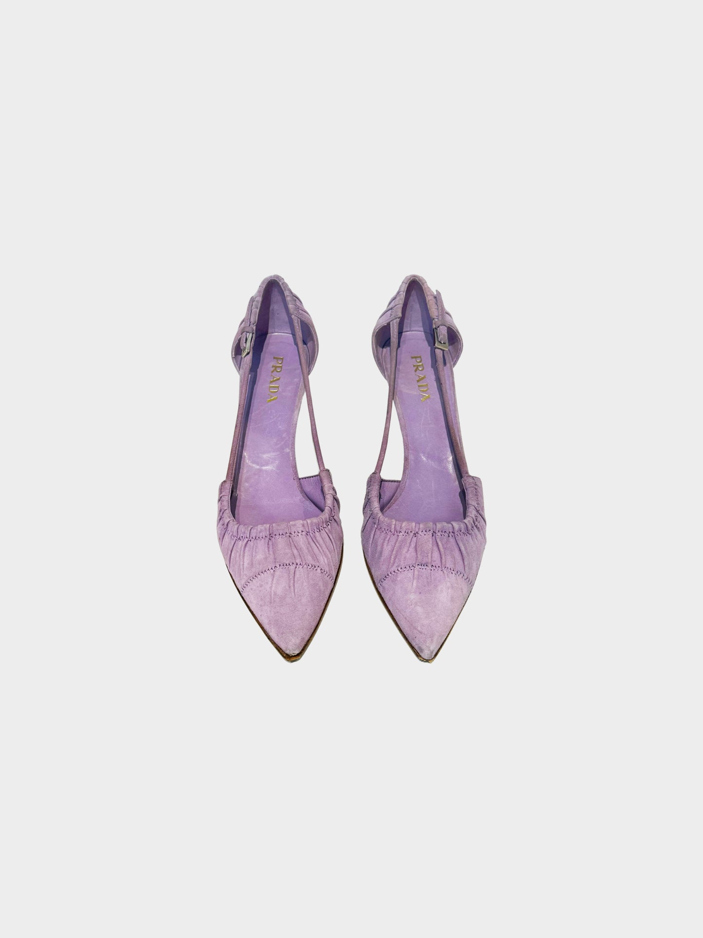 Prada 2000s Purple Suede Gathered-detail Heels