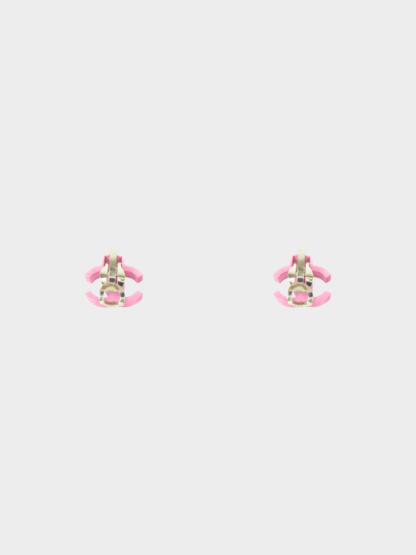 Chanel Spring 2004 Pastel Pink Resin CC  Clip-on Earrings