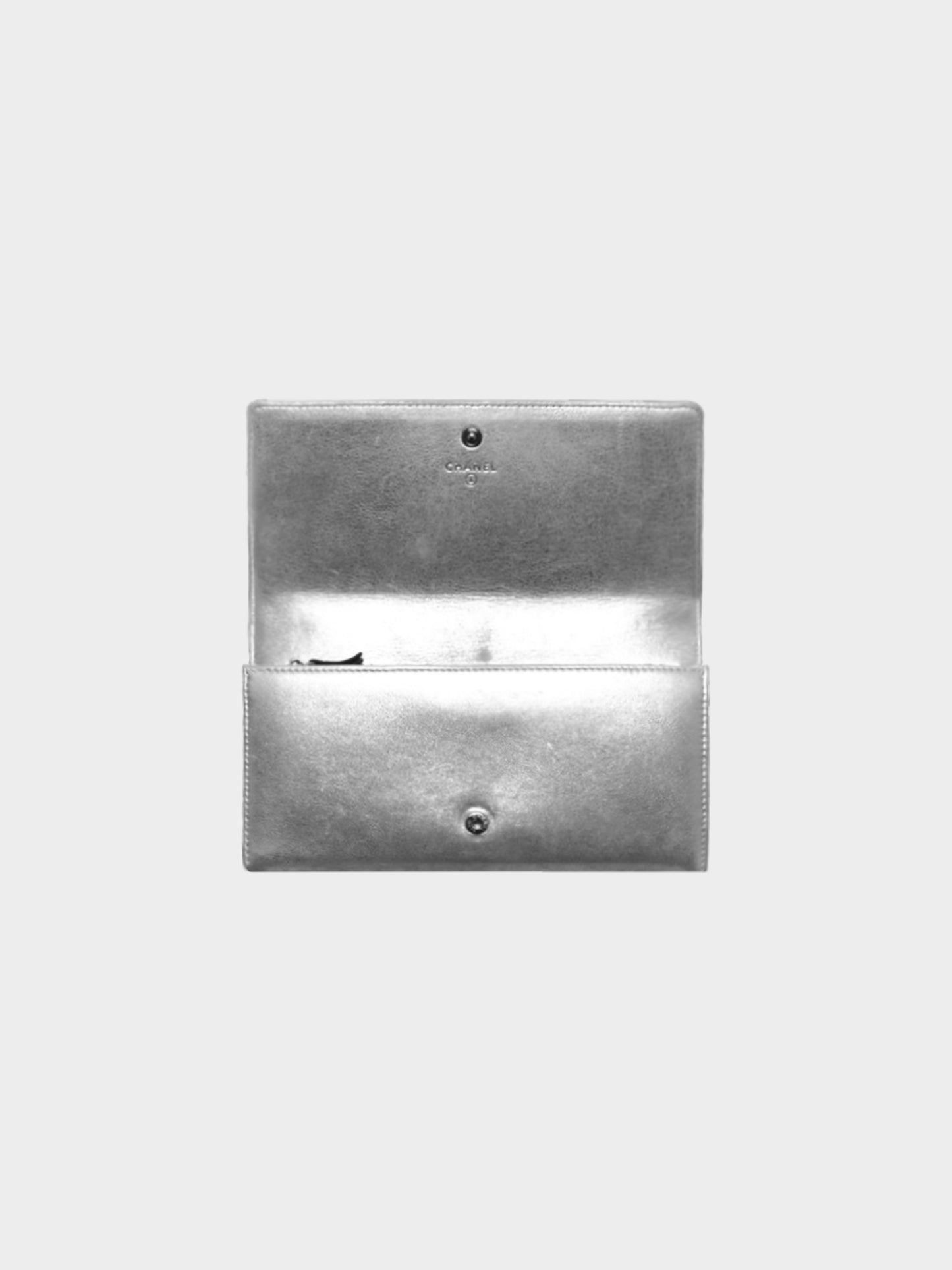 Chanel 2016 Rare Metallic Silver Calfskin Wallet