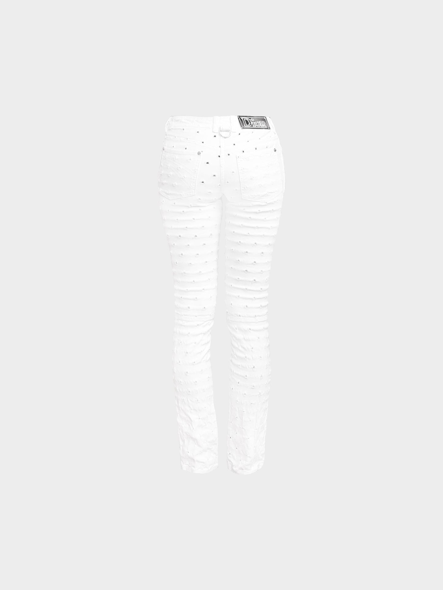 Christian Dior by John Galliano FW 2004 White Distressed Straight Leg Jeans