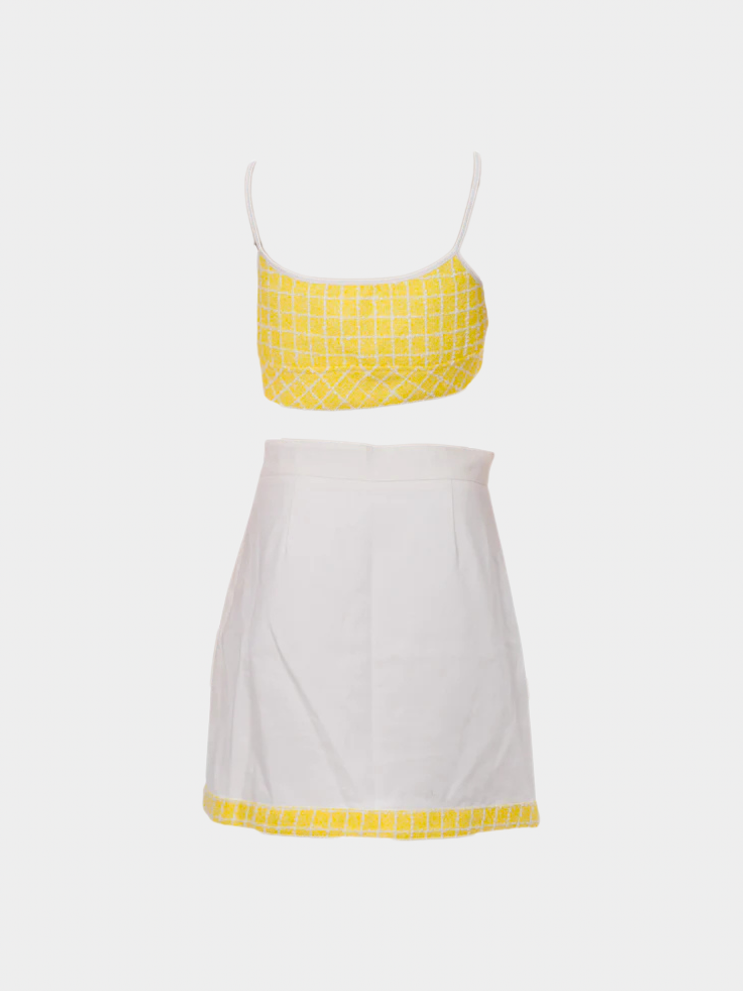 Chanel 1990s Yellow Tweed Ensemble Set