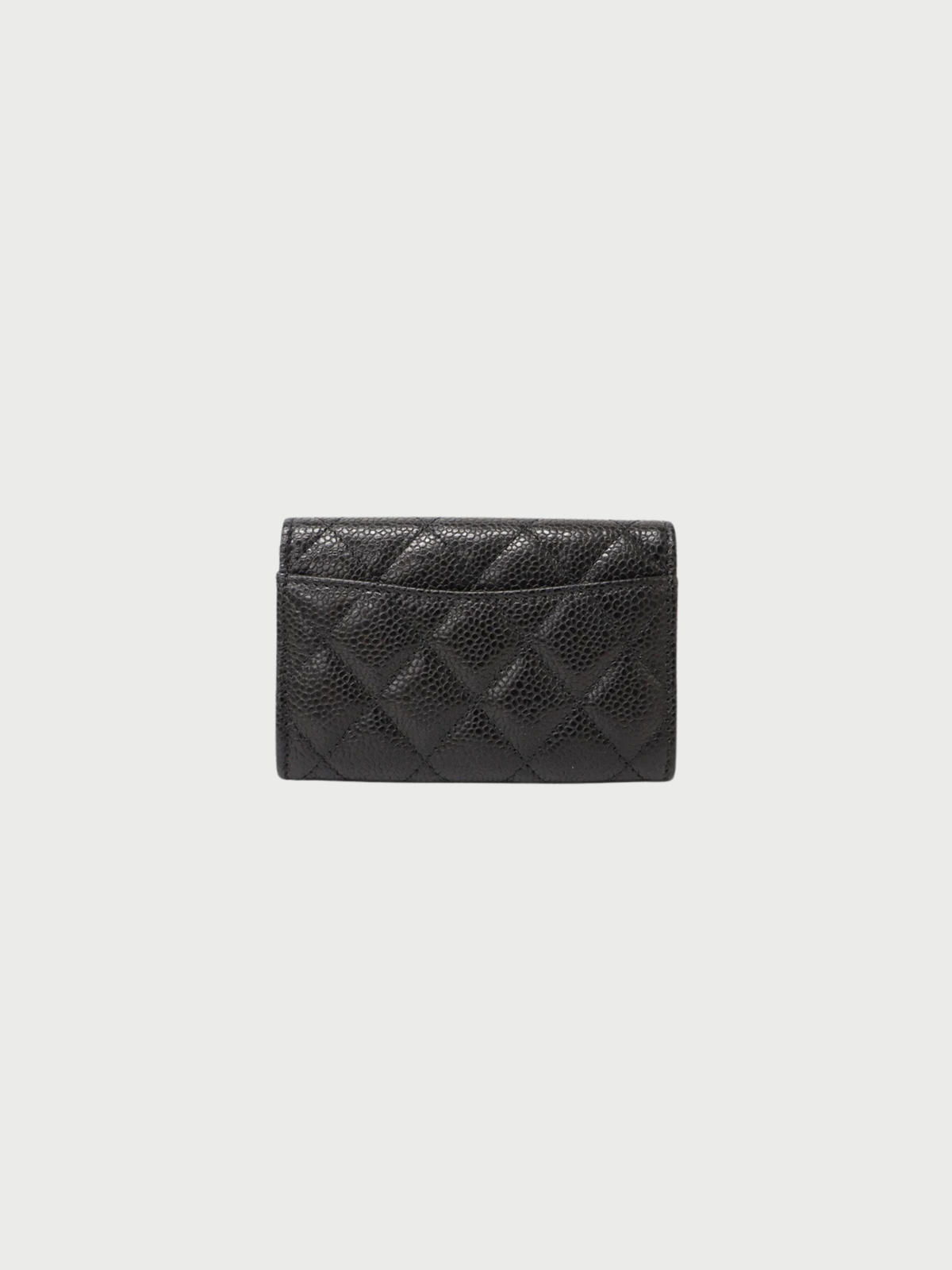 Chanel 2022 Black Caviar Leather Card Case