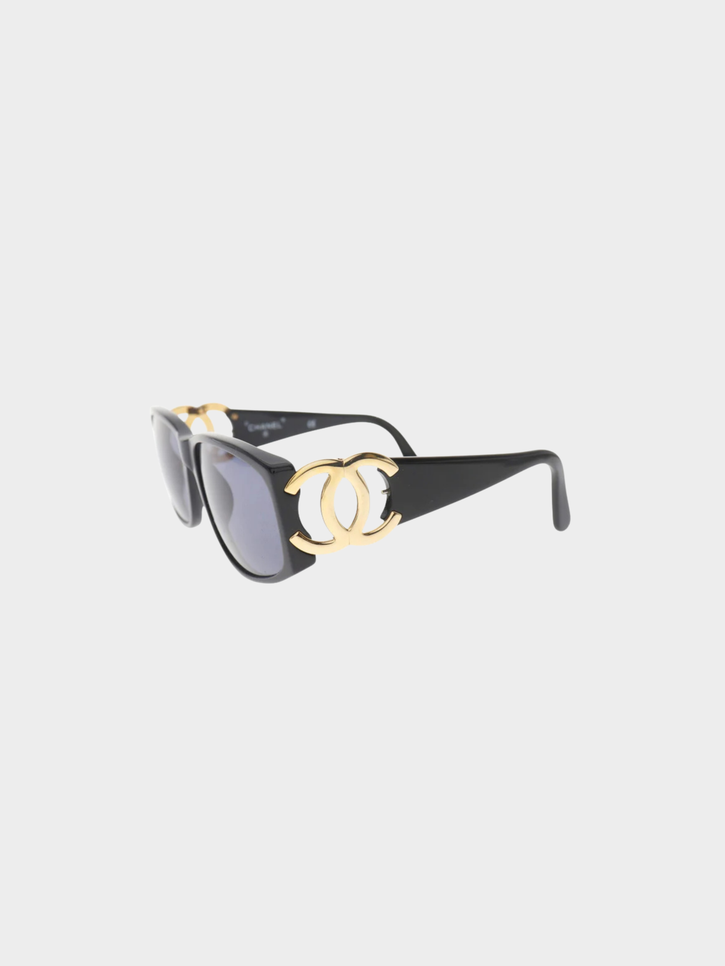 Chanel 2000s Black Plastic Coco Mark Sunglasses