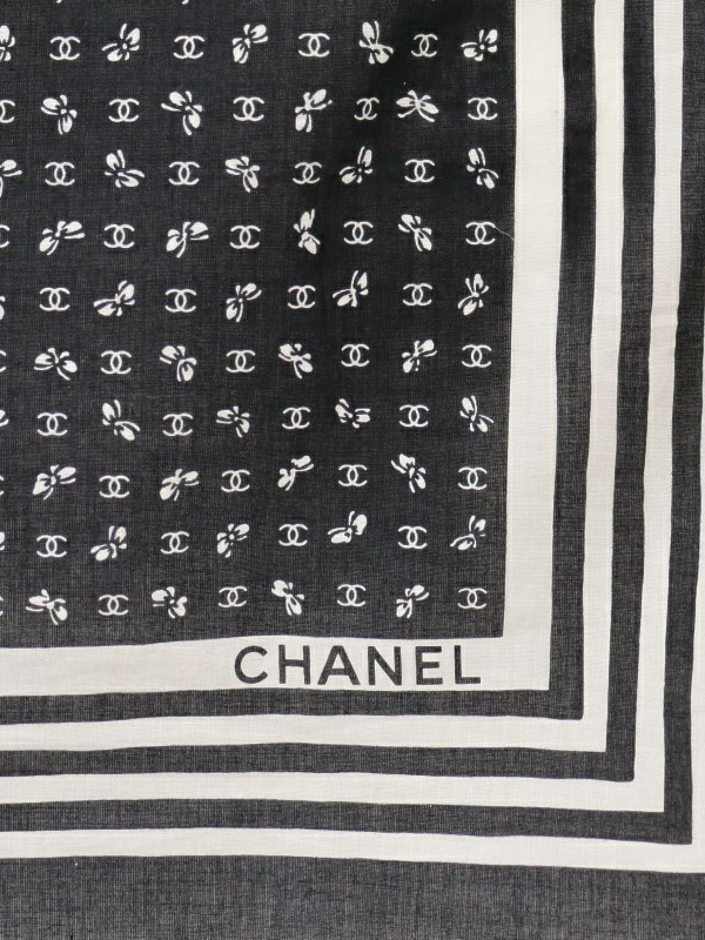 Chanel 2000s Black White Cotton COCO Stole