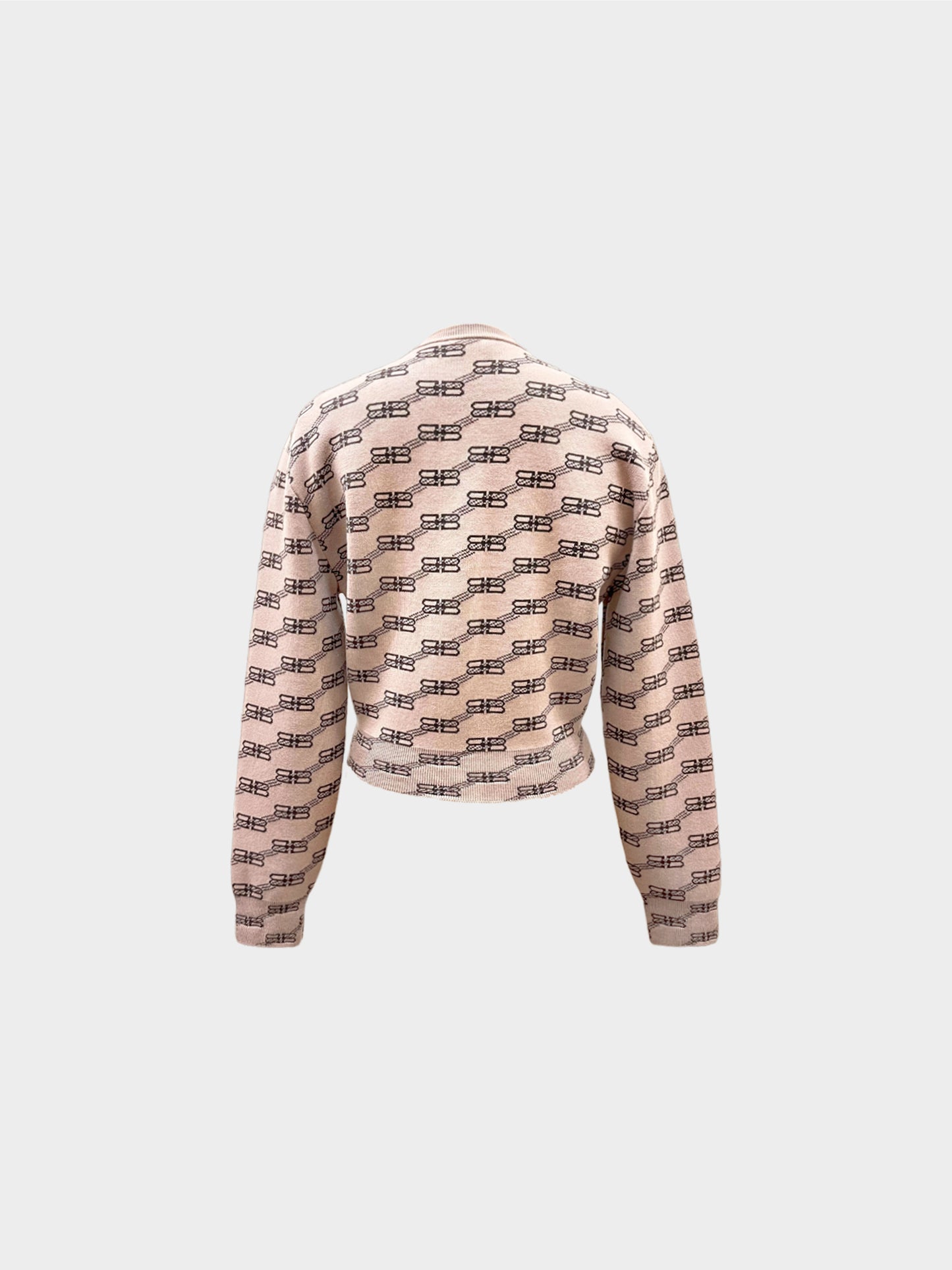 Balenciaga 2020s Beige BB Monogram Cropped Sweater