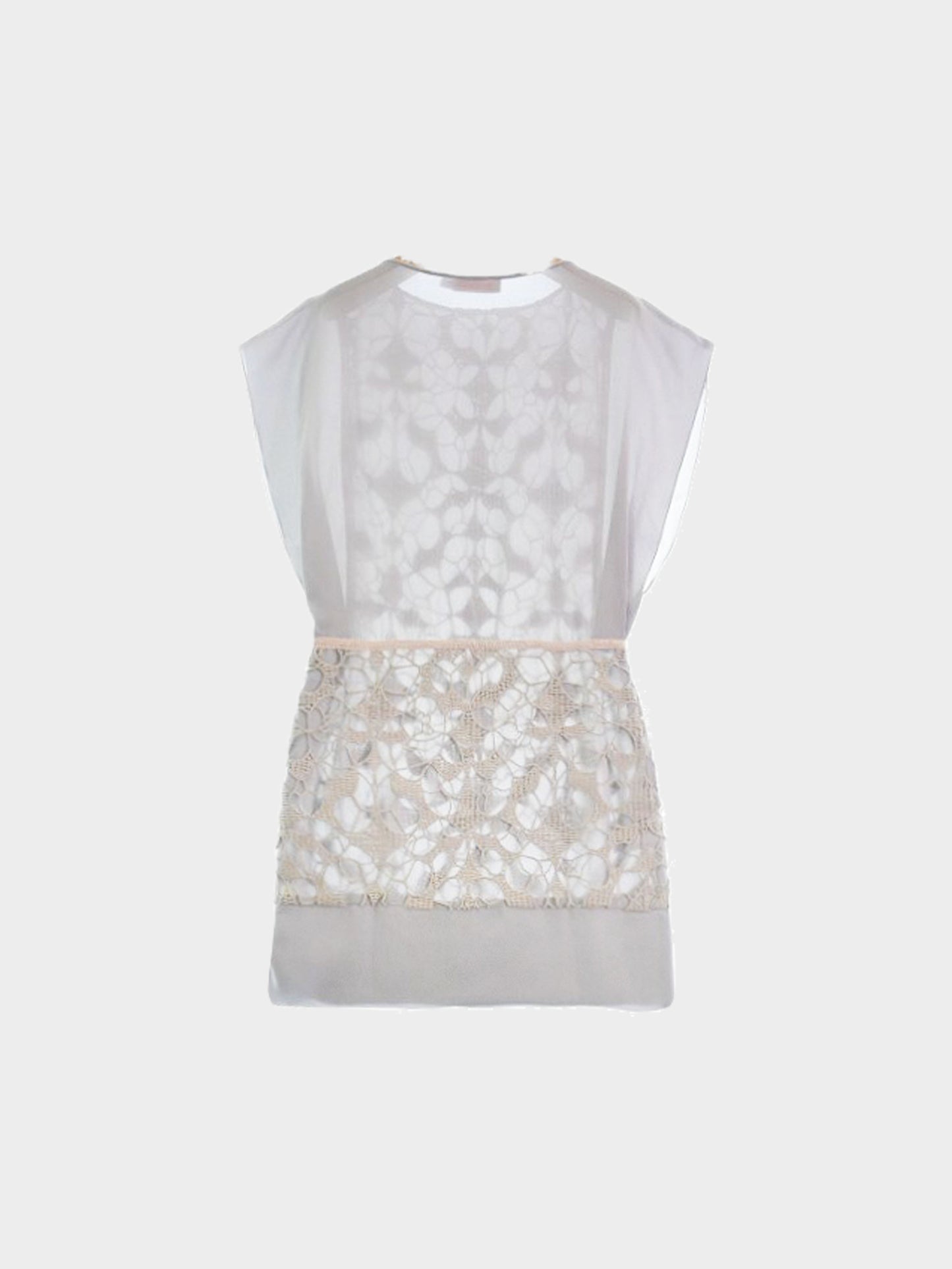 Chloé 2000s Grey and Beige Embroidered Dress