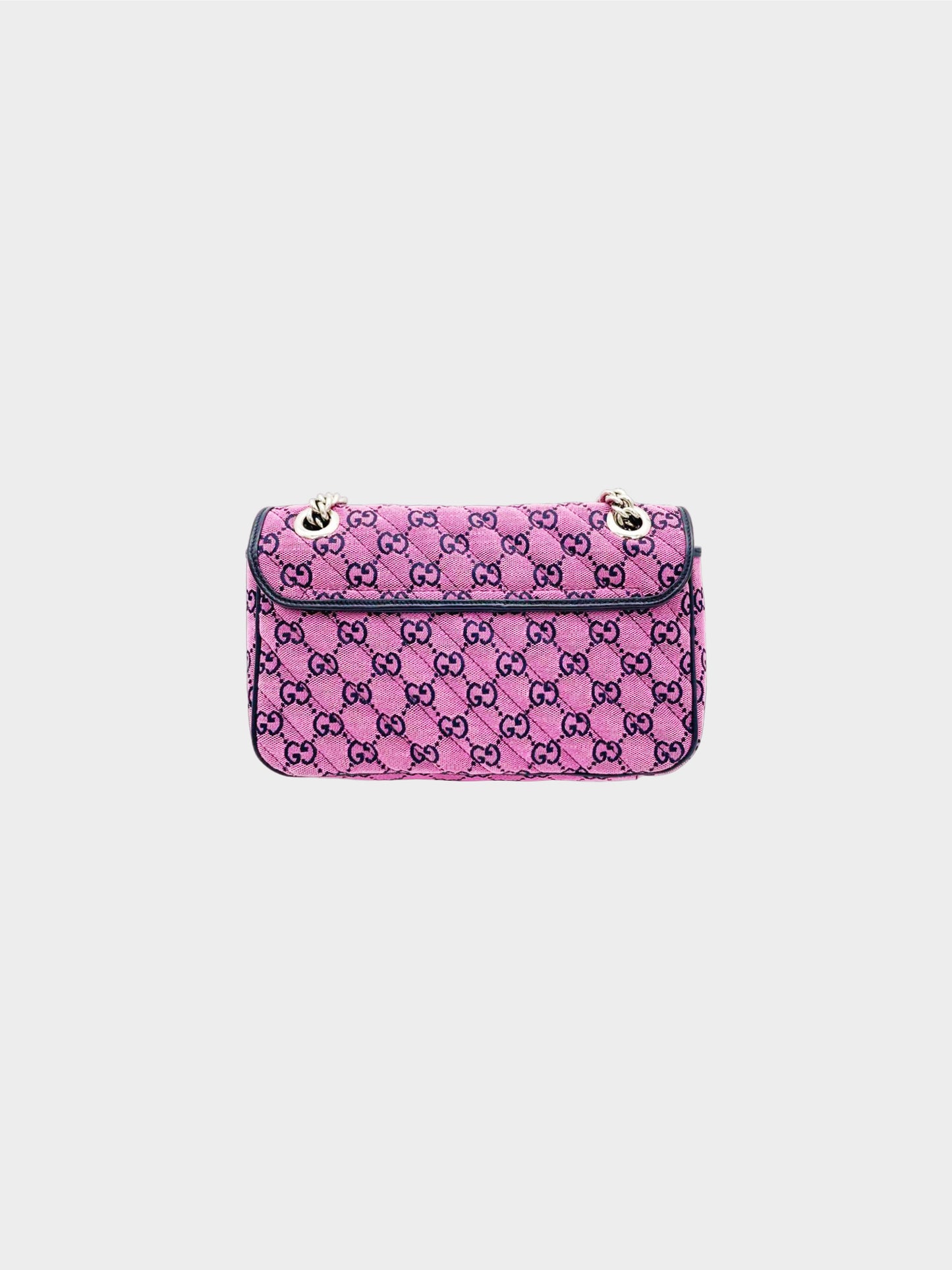 Gucci 2021 Pink Monogram Diagonal Stitch GG Marmont Shoulder Bag