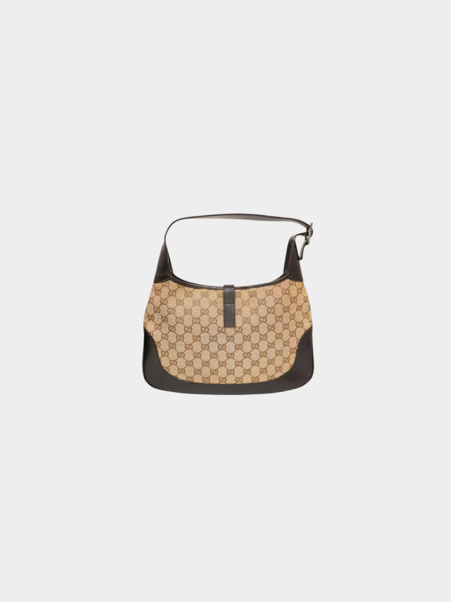 Gucci 2000s Beige Brown Sherry Line GG Jackie Shoulder Bag