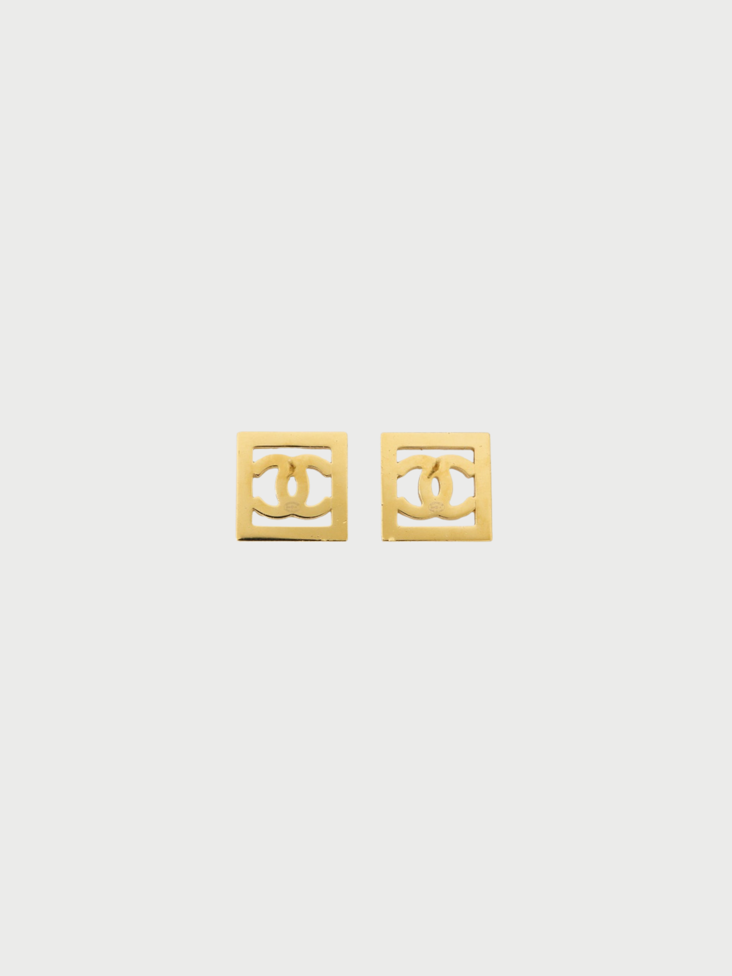 Chanel 2024 Gold Black Plated Metal Coco Square Earrings