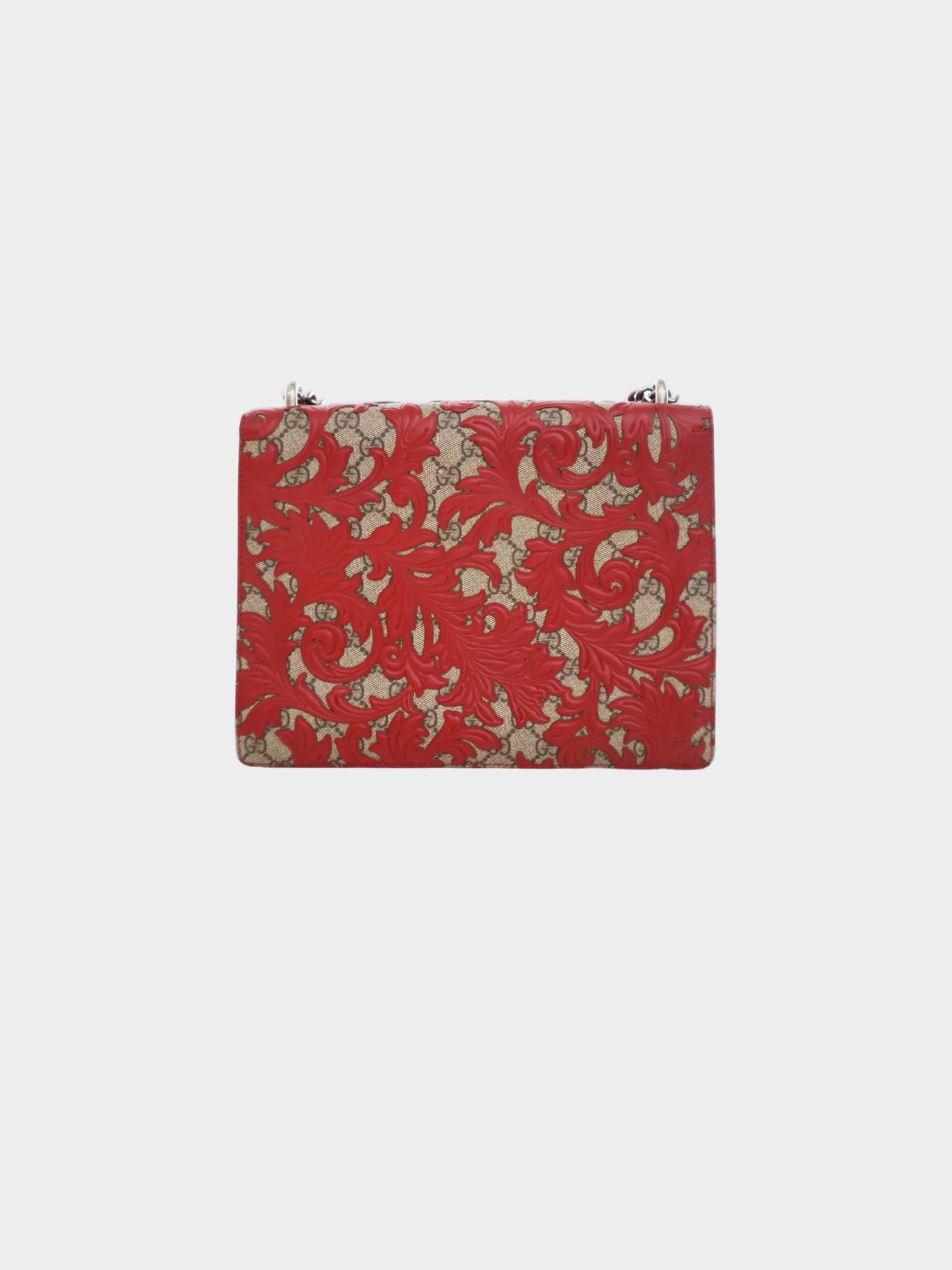Gucci 2010s Red GG Supreme Monogram Arabesque Medium Dionysus Flap Bag