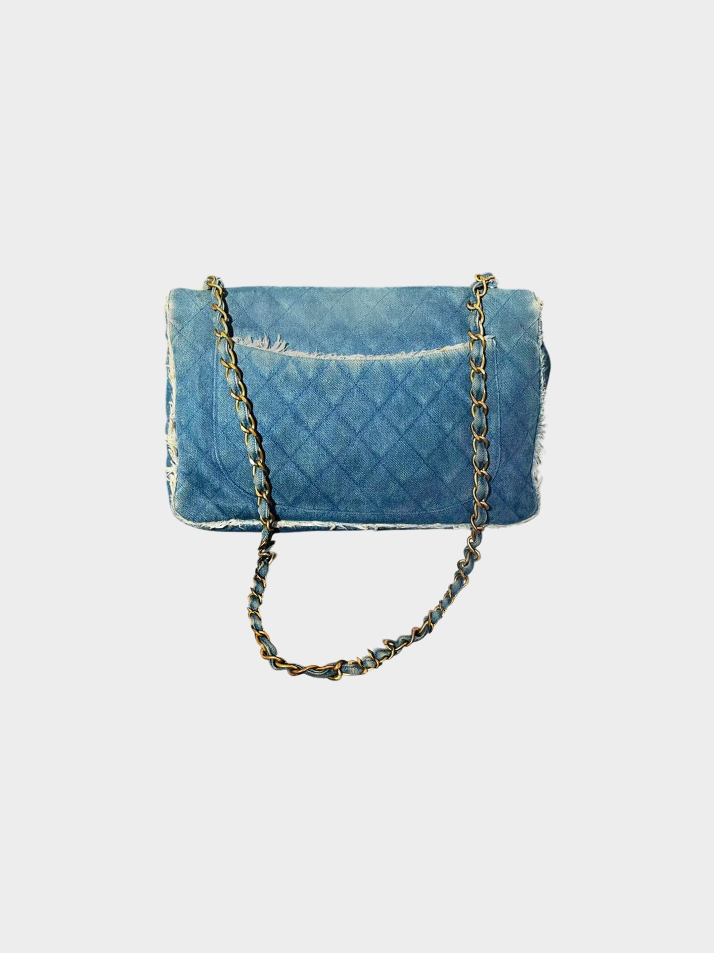 Chanel Late 1990s Denim Blue Quilted Maxi Flap Bag