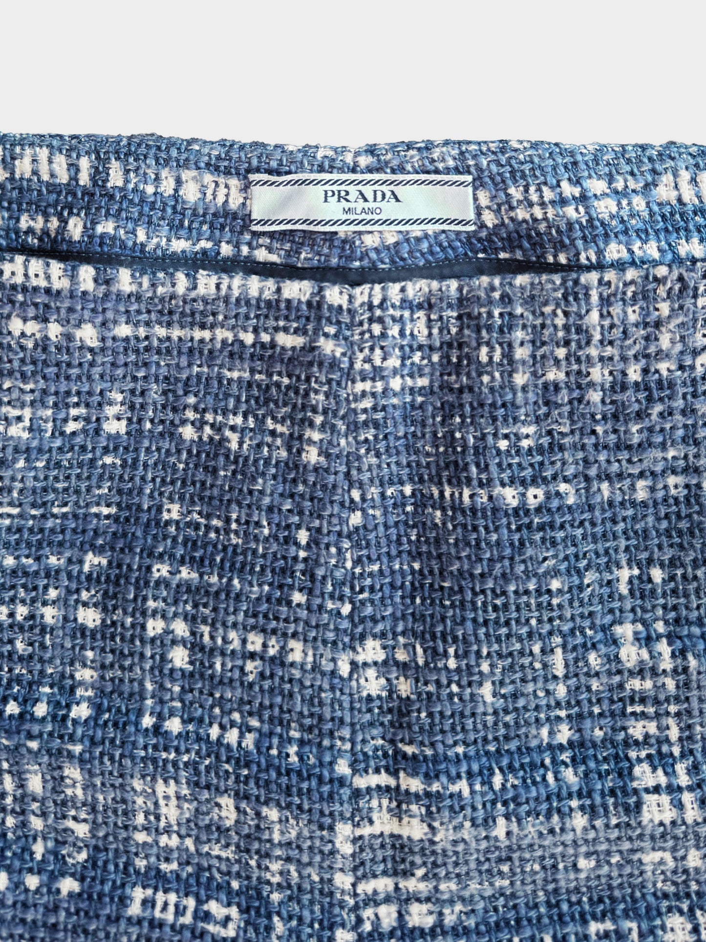Prada 2010s Blue and White Tweed Pants