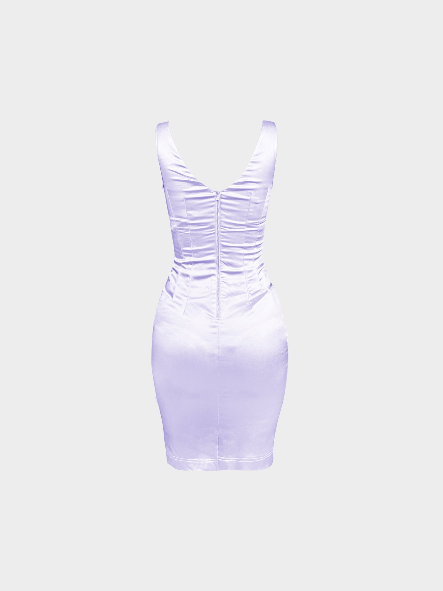 Dolce and Gabbana 2000s Lilac Purple Satin Bow Motif Fitted Dress