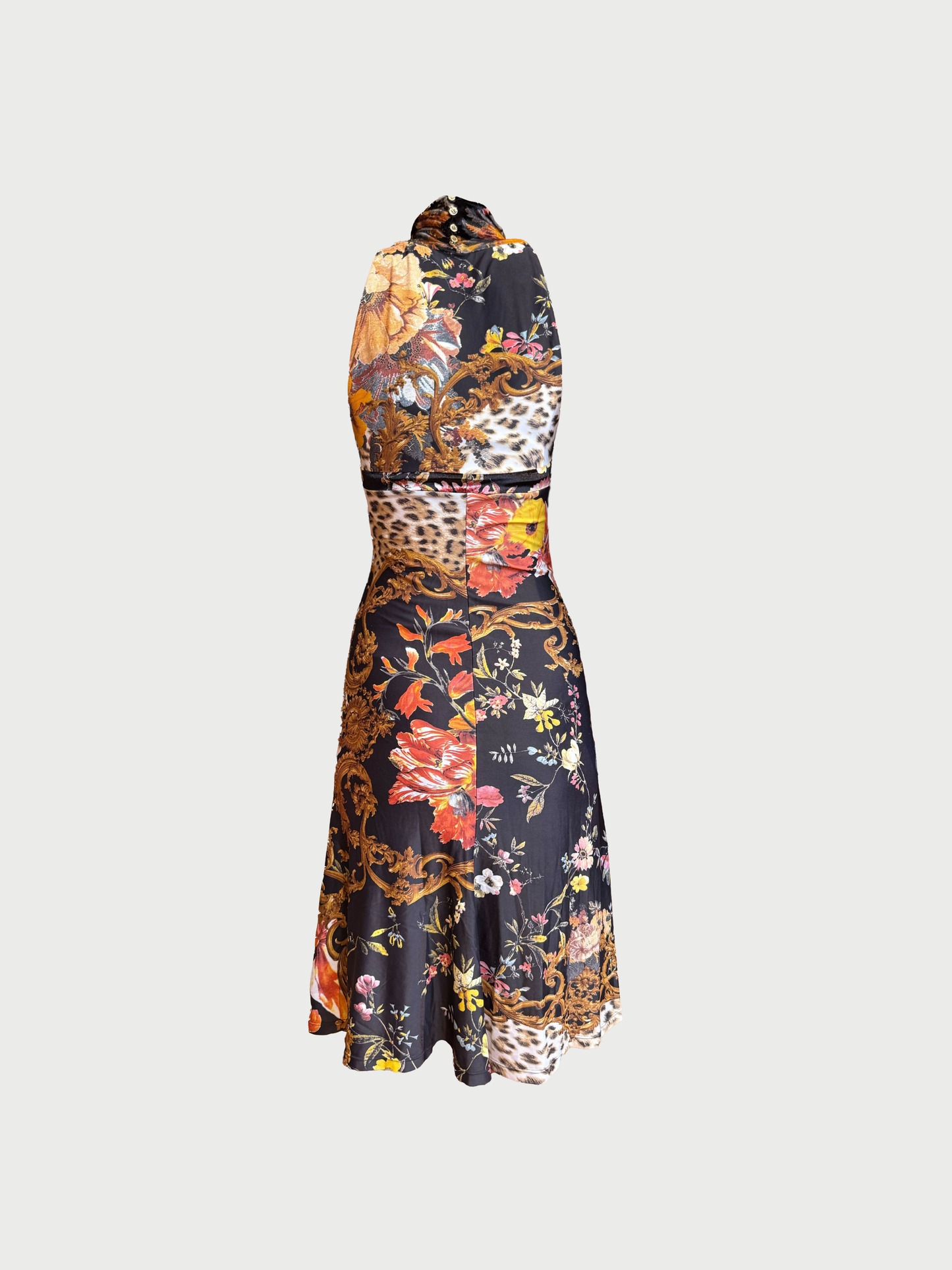 Roberto Cavalli FW 2005 Multicolor Floral Baroque Stretch Dress