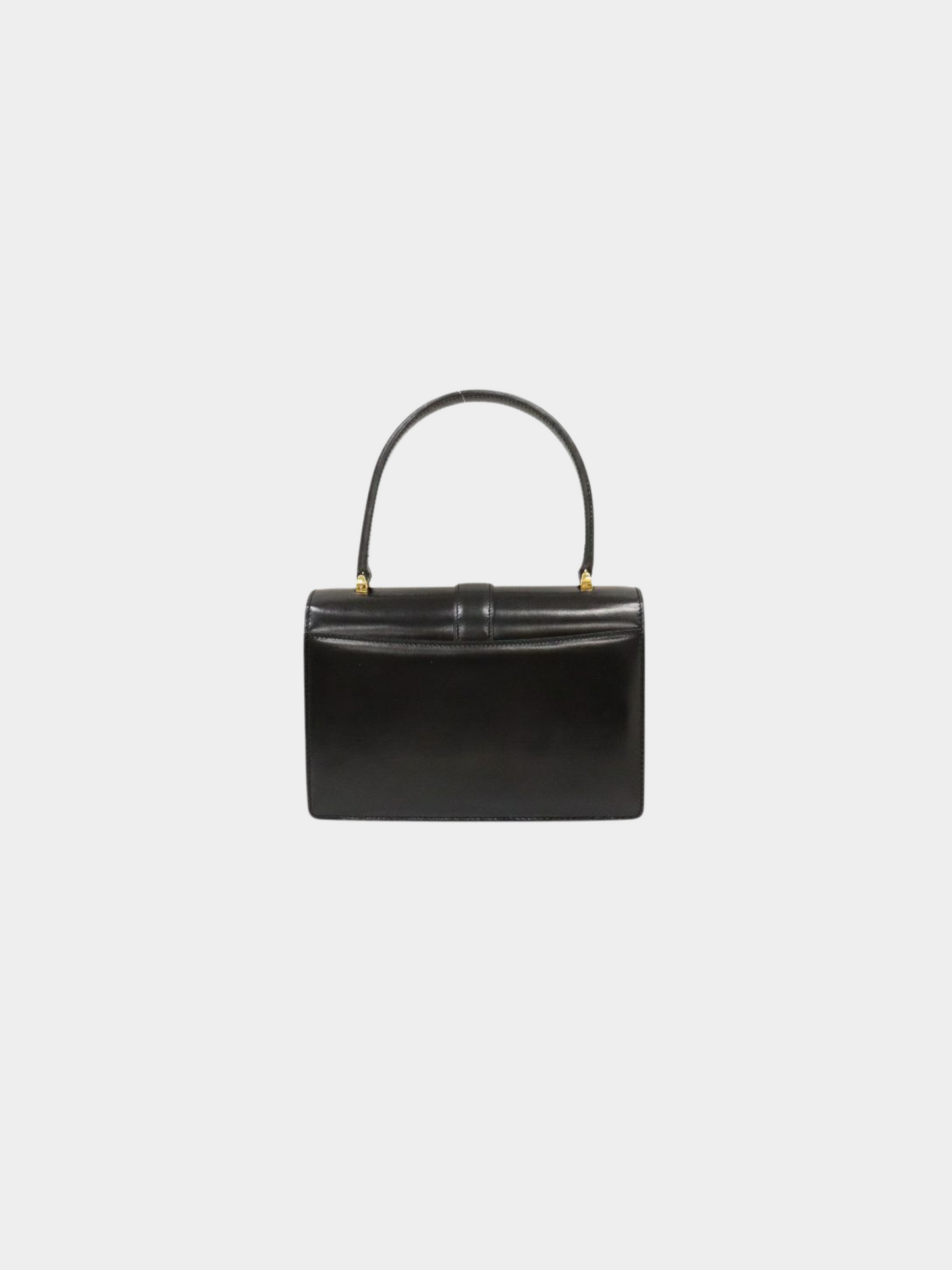 Celine 1990s Black Gancini Hardware Leather Handbag