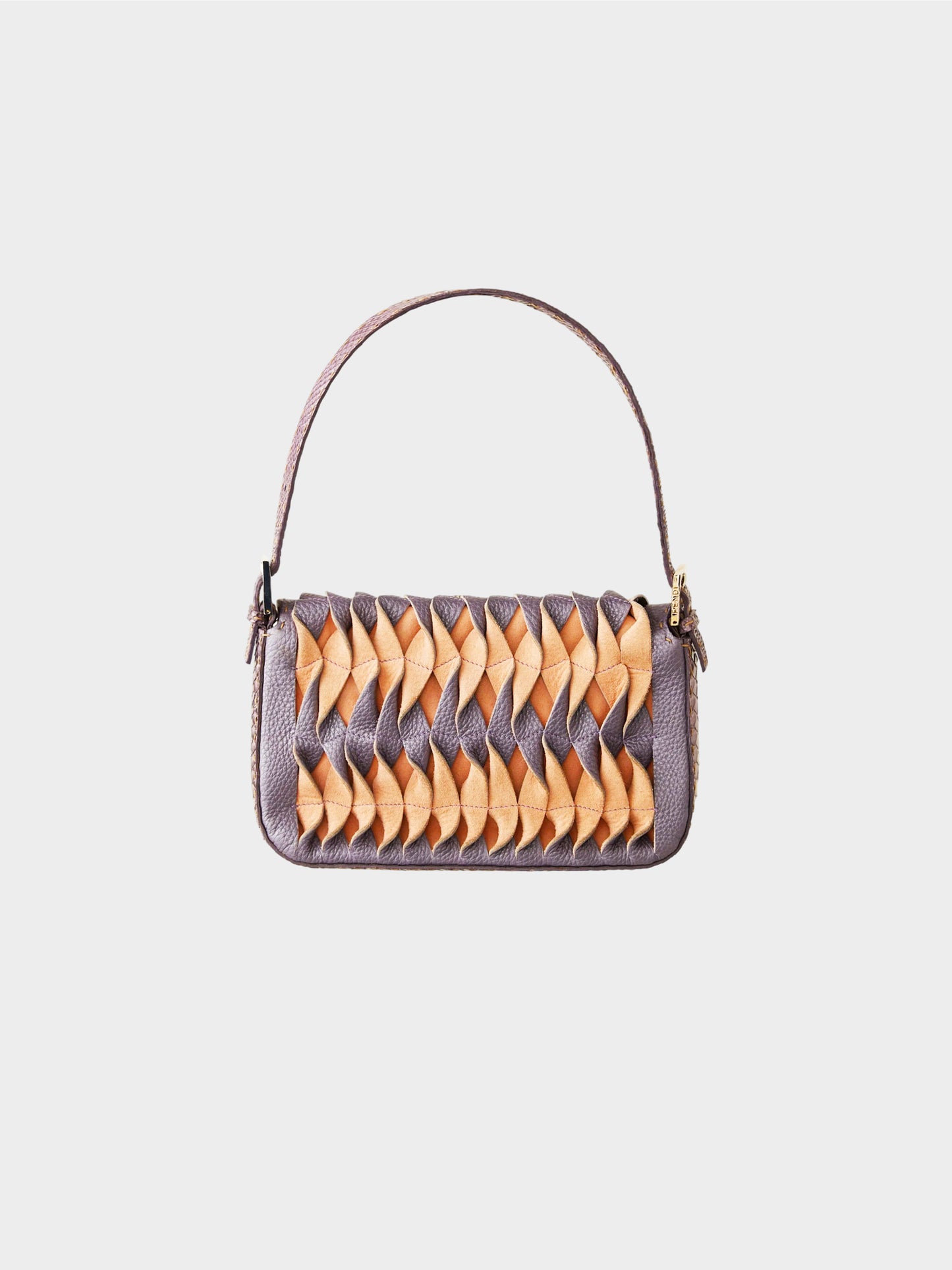 Fendi 2000s Purple Snakeskin Leather Cutout Baguette
