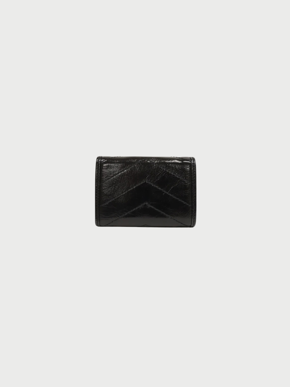Yves Saint Laurent 2000s Black Leather Logo Hardware Compact Wallet