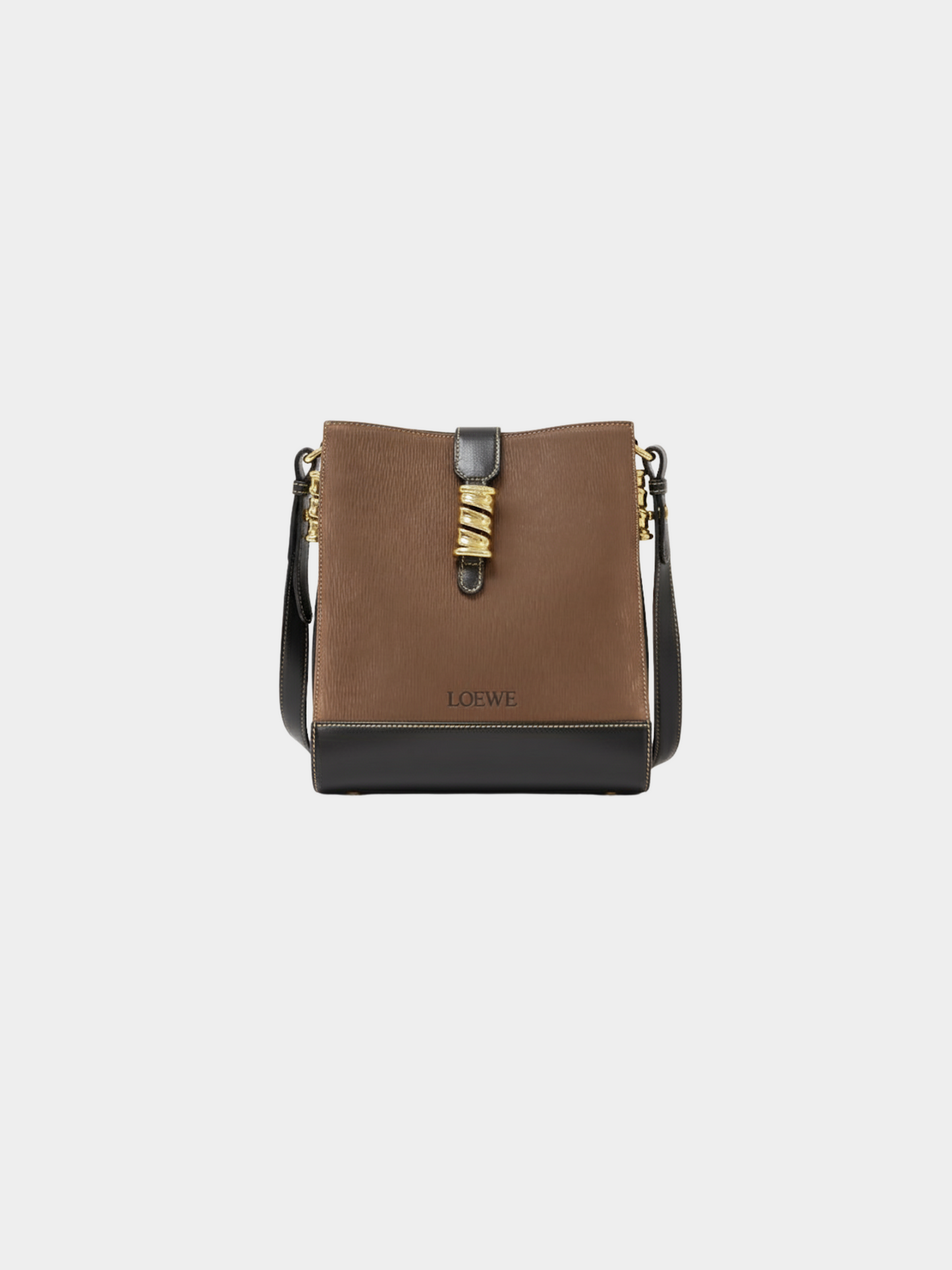 Loewe 2000s Brown Black Leather Suede Velazquez Shoulder Bag