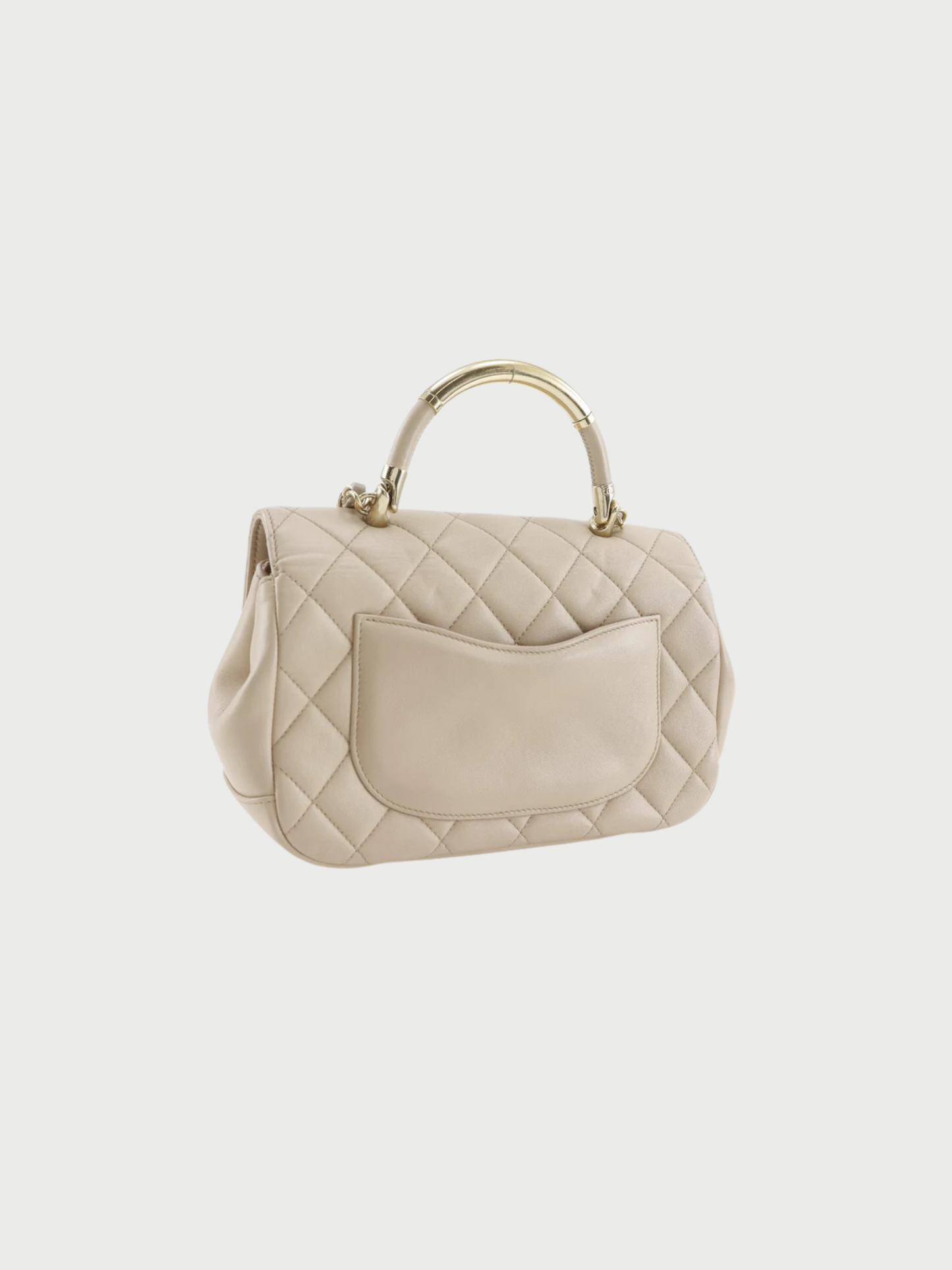 Chanel 2016-2017 Beige Calfskin Matelassé Top Handle 2Way Bag