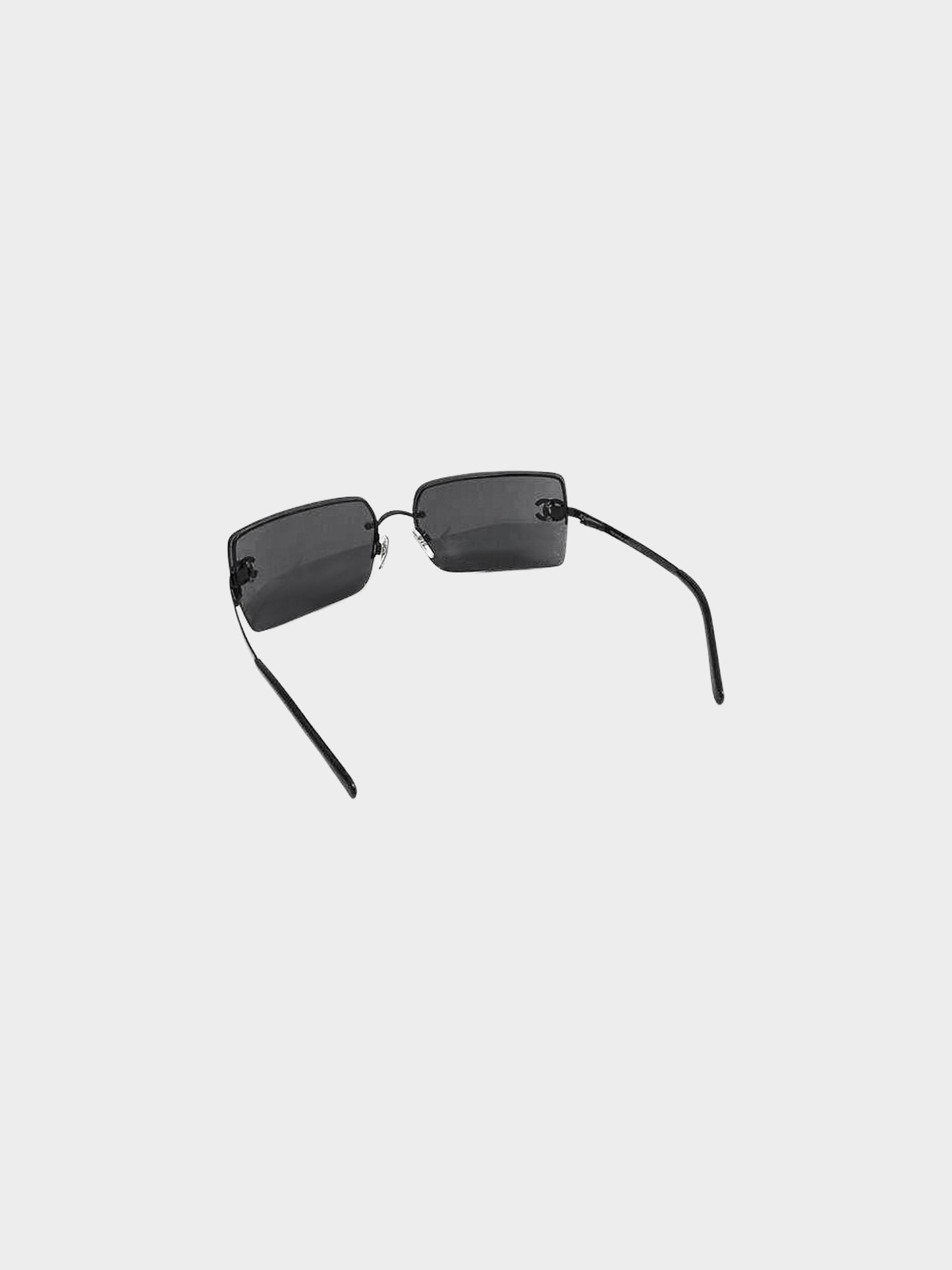 Chanel 2000s Black Rimless CC and Rhinestones Sunglasses