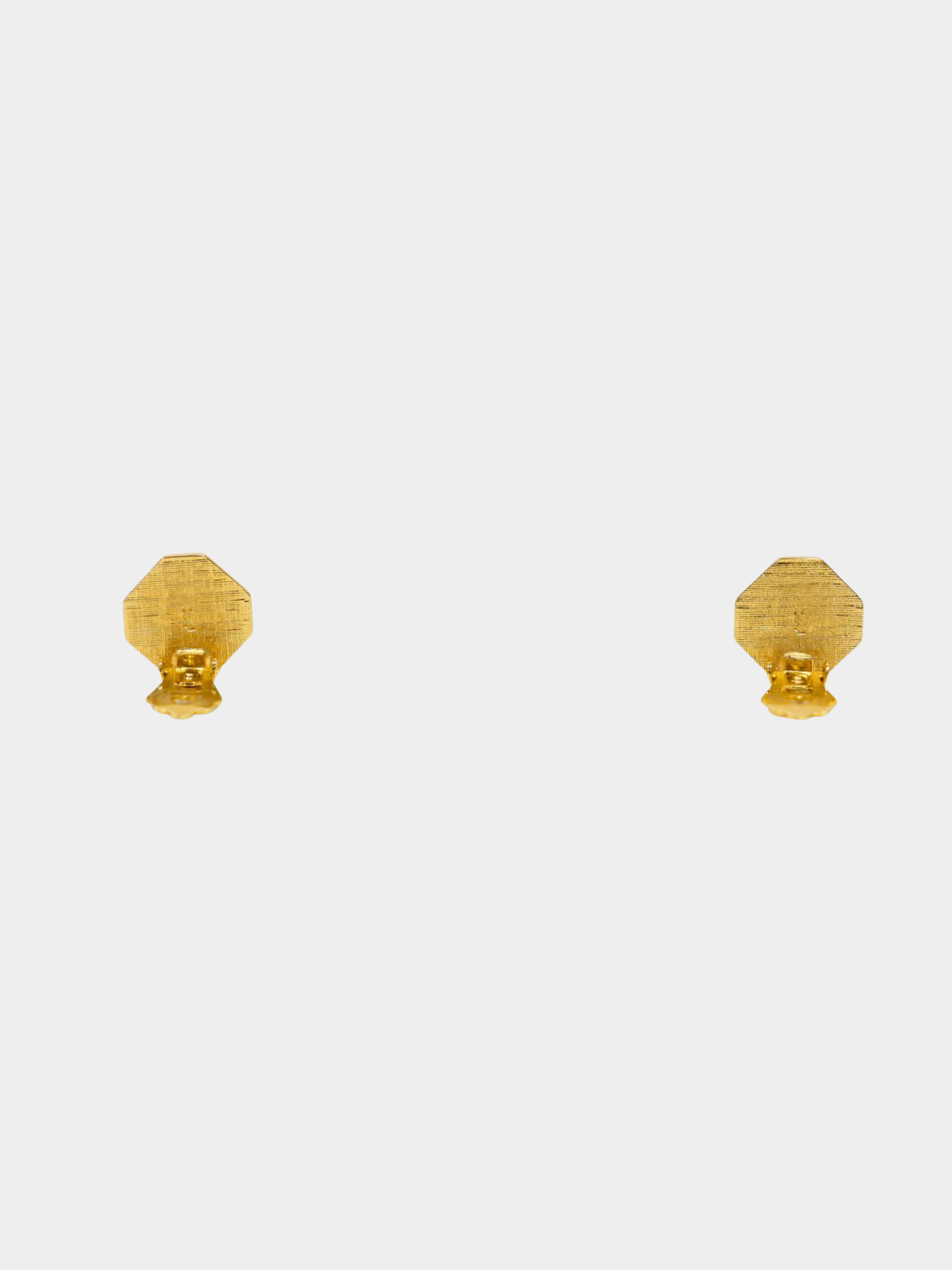 Yves Saint Laurent 1990s Gold Navy Logo Clip Earrings