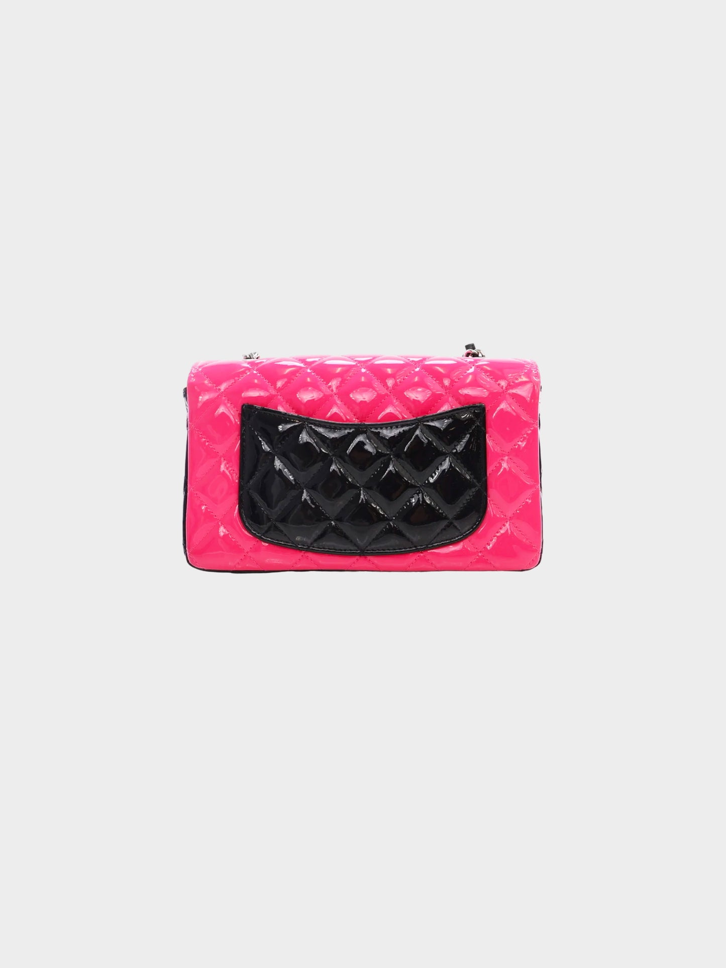 Chanel 2020 Black and Pink Patent Leather Mini Flap Bag