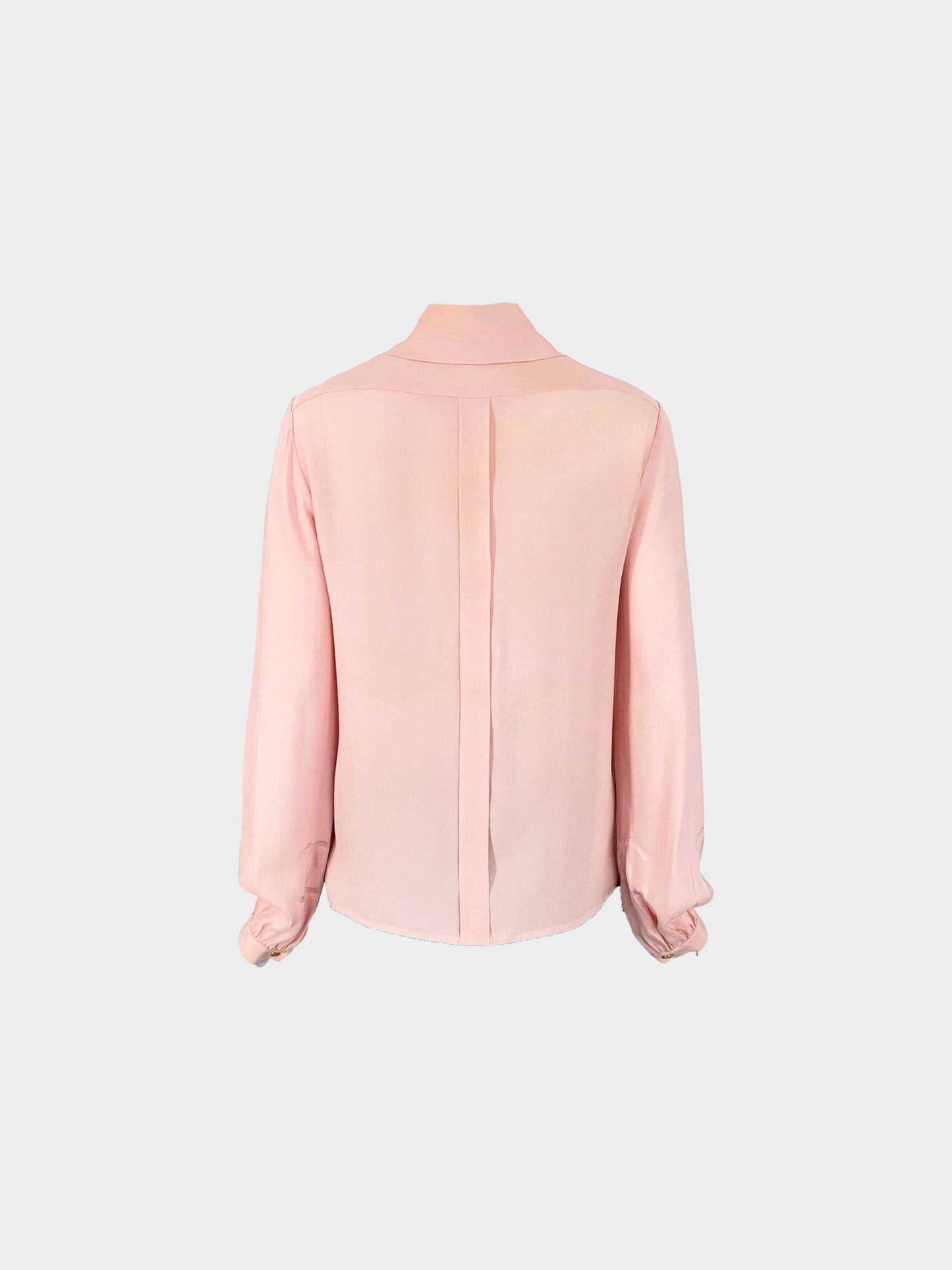 Chanel 1980s Pastel Pink CC Silk Blouse