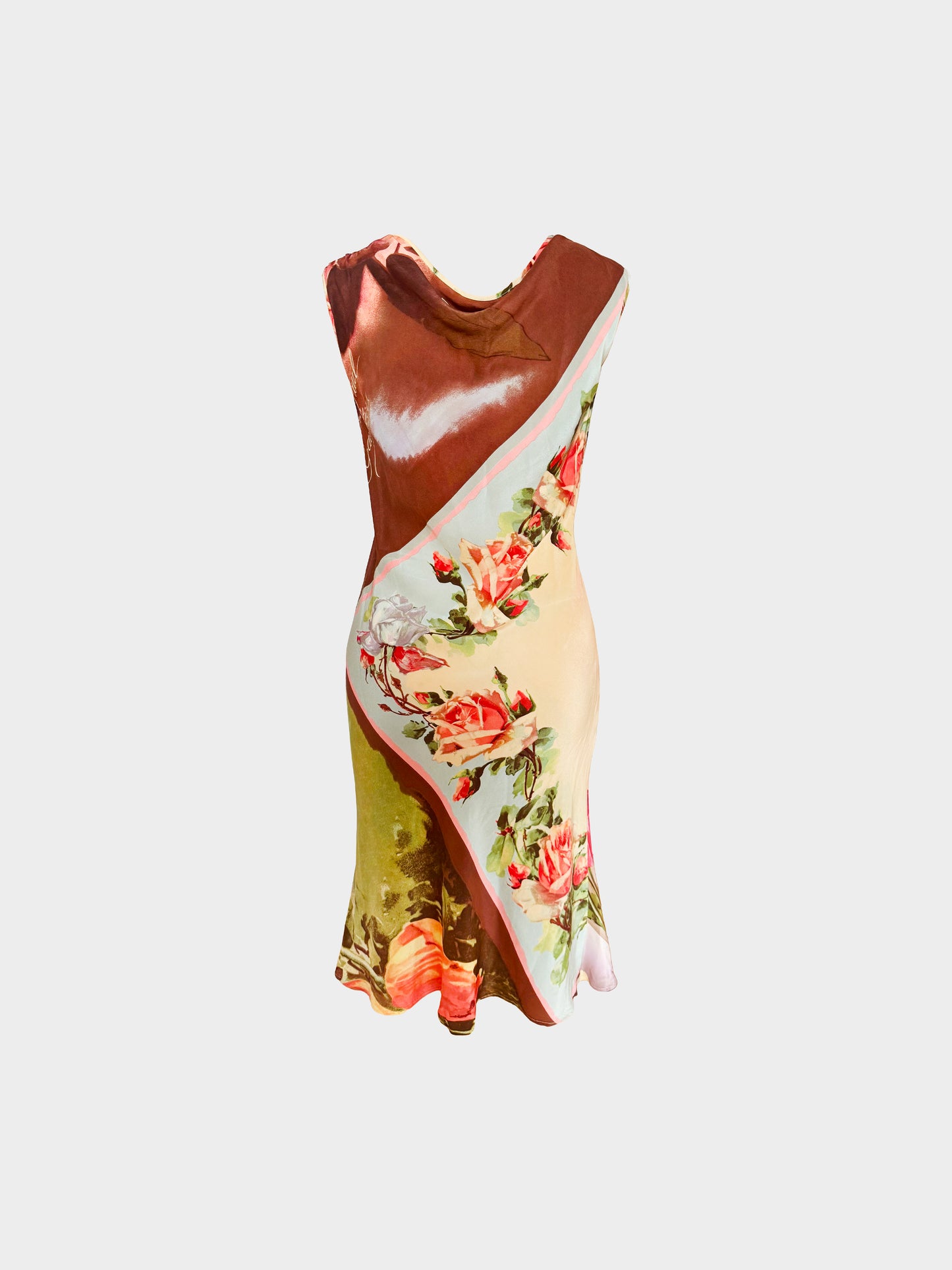 Jean Paul Gaultier SS 2001 Multicolor Floral Print Silk Dress