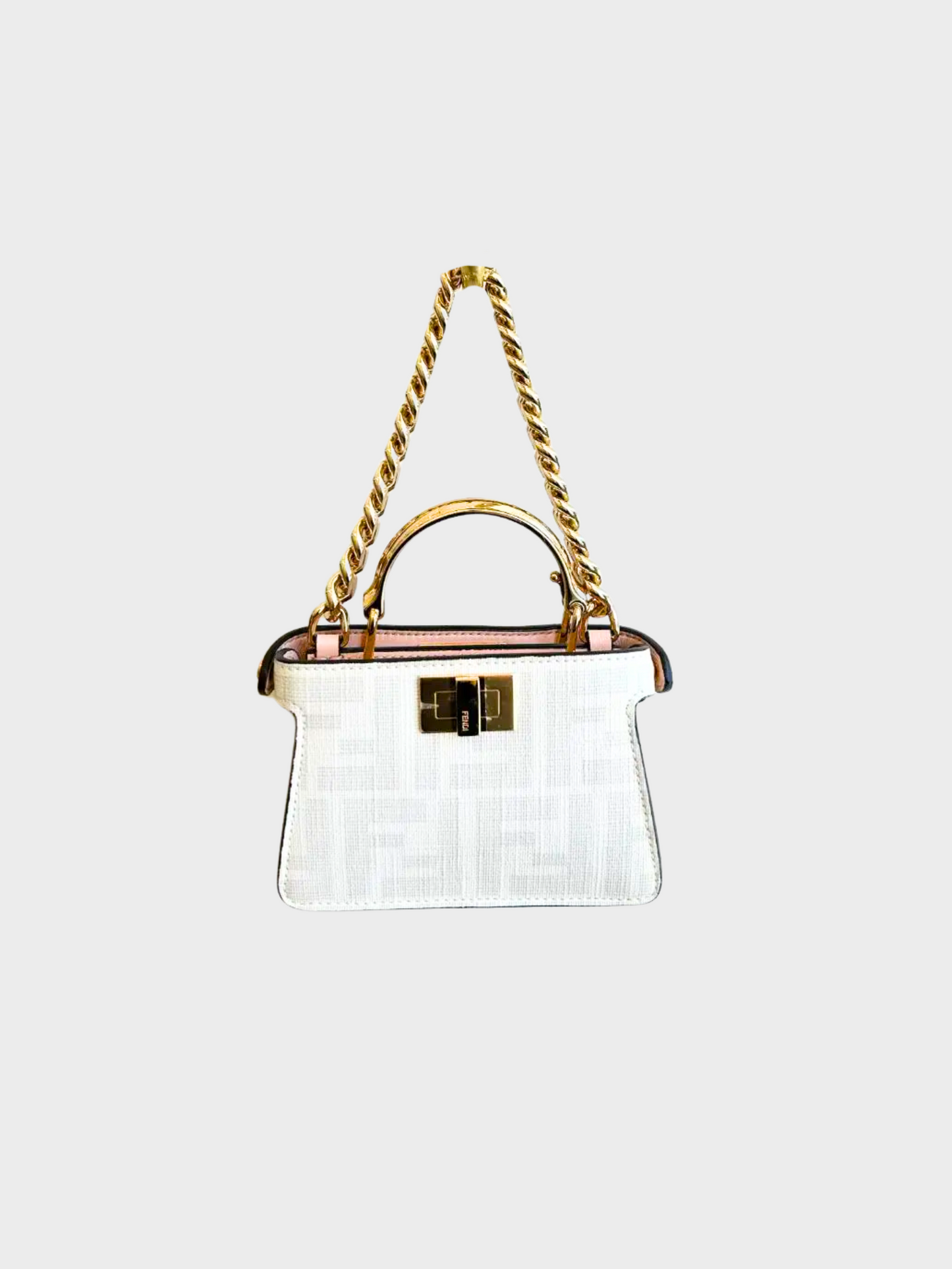 Fendi 2010s white Zucca print Bikini Girls Nano Peekaboo bag