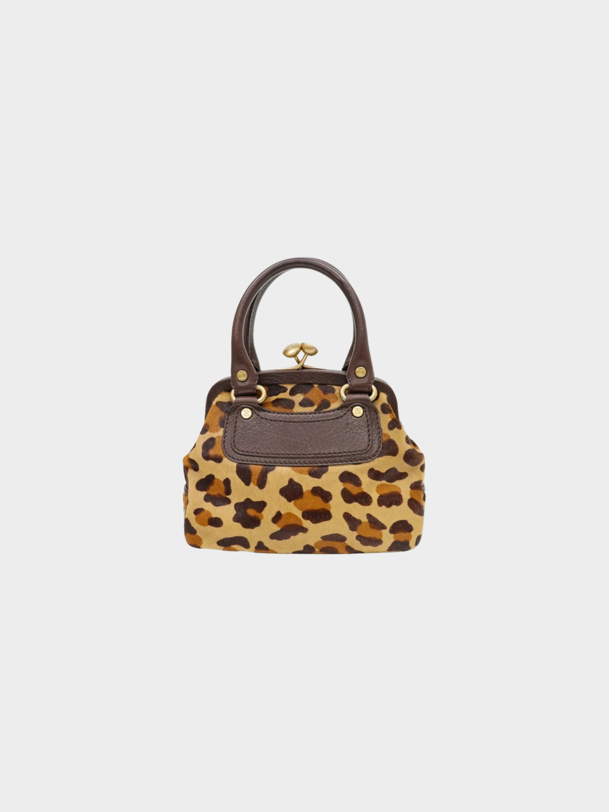 Celine 2000s Brown Beige Hair-On Hide Clasp Handbag