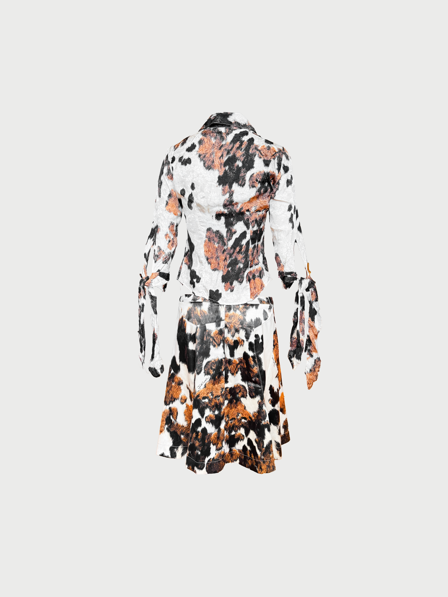 Roberto Cavalli Just Cavalli AW 2006 Animal Print Tie Sleeve Top and Skirt Set