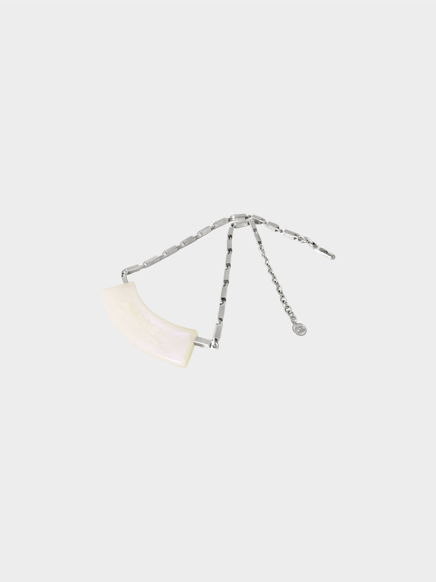 Chanel Early 2000s Silver and Opalescent Shell Pendant Necklace