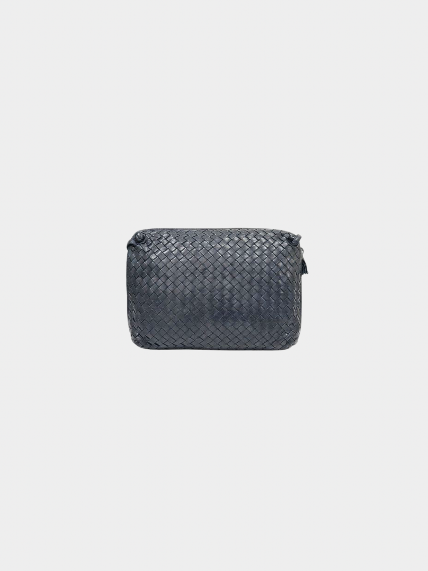 Bottega Veneta 2000s Navy Intrecciato Leather Shoulder Bag