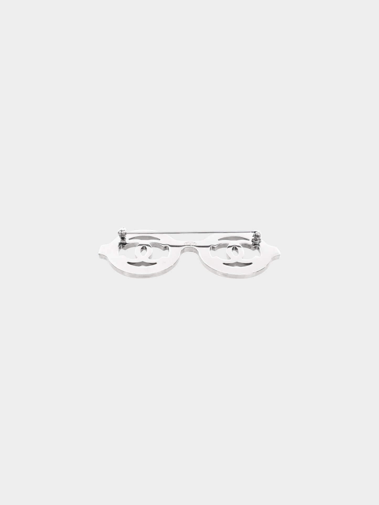 Chanel 2017 Silver Rhinestone CC Sunglasses Brooch