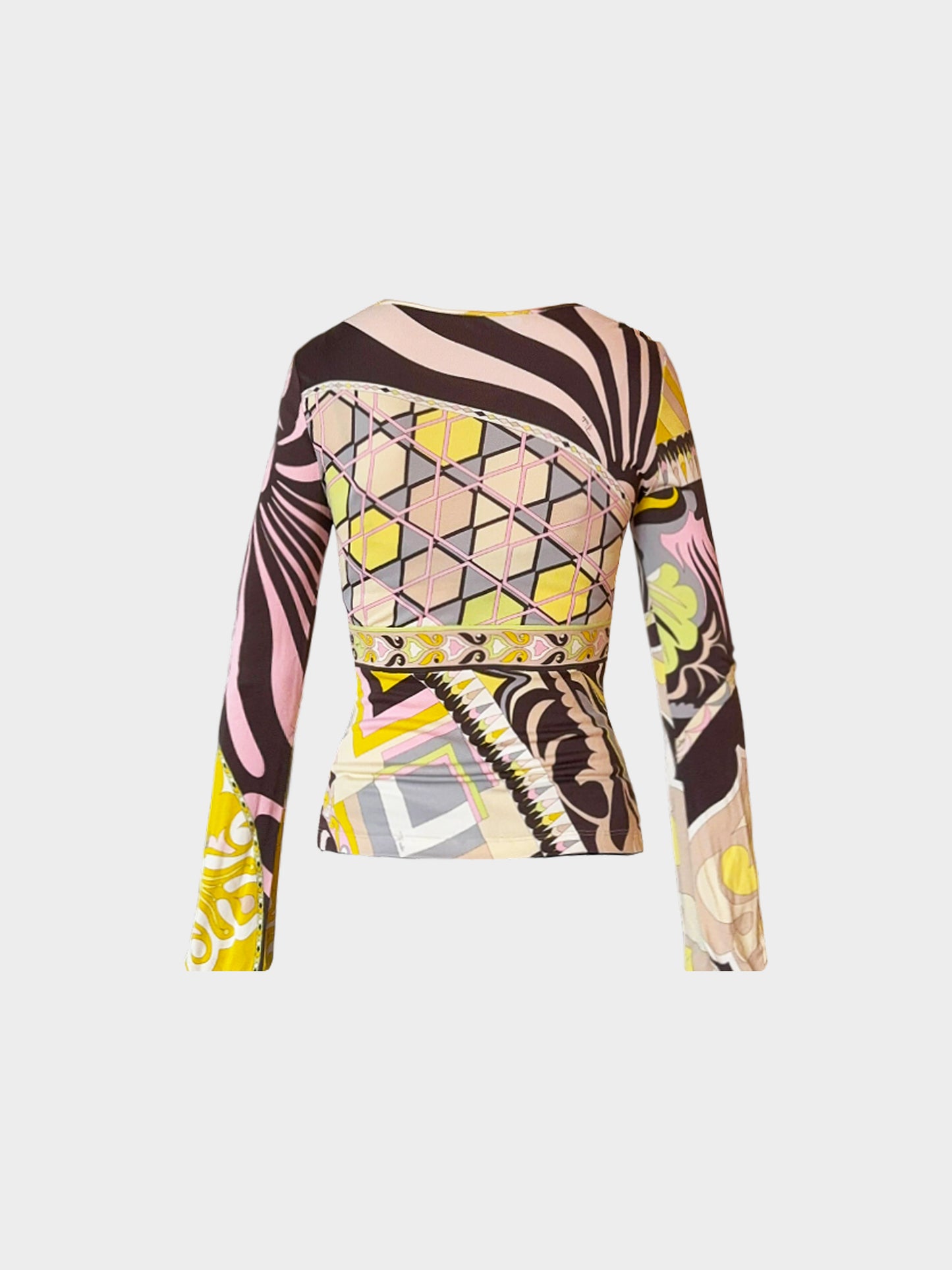 Emilio Pucci 2000s Multicolor Geometric Abstract Print Long-sleeved Top