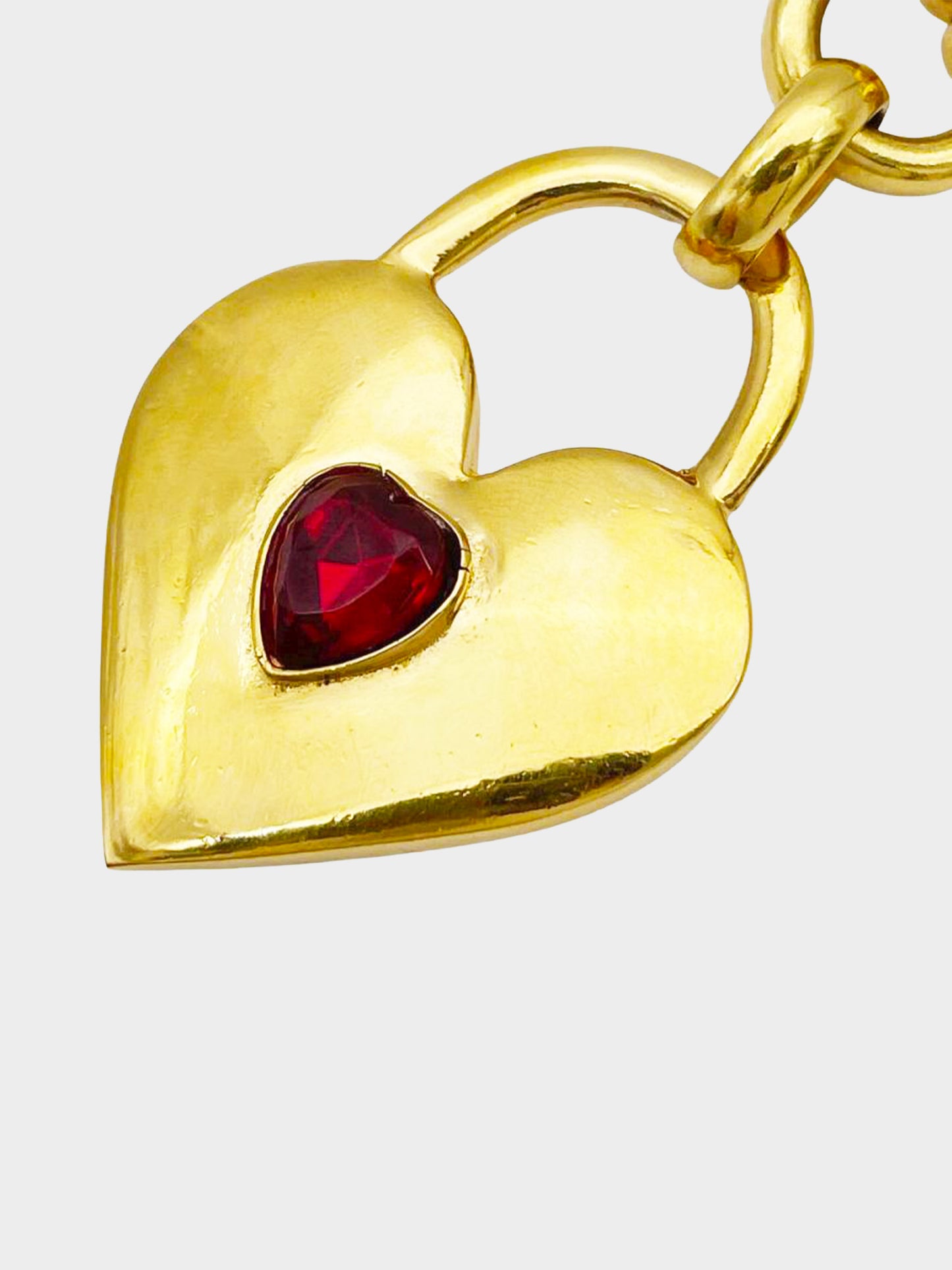 Chanel 1970s Gold Heart Pendant Chain Link Necklace